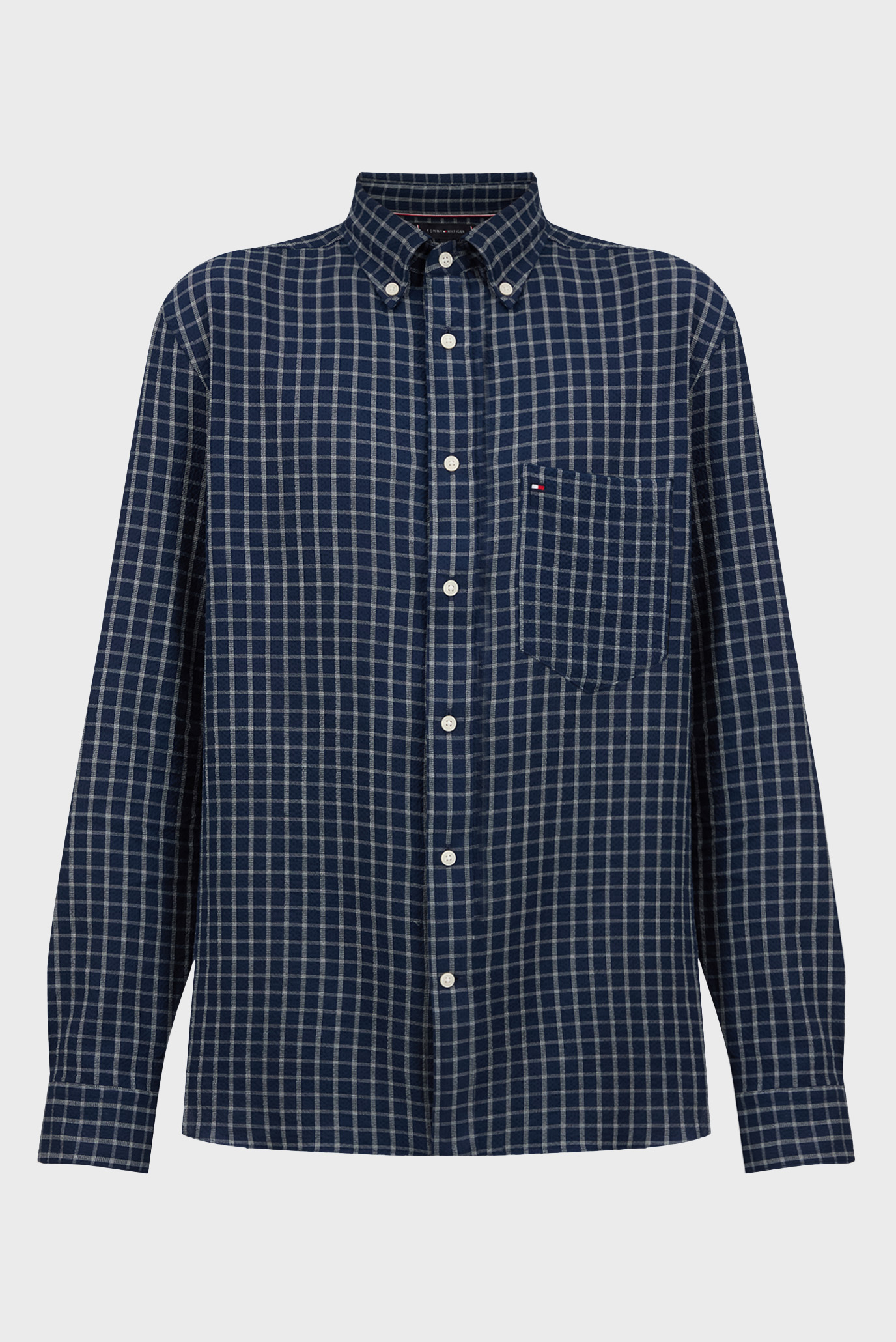 Мужская синяя рубашка в клетку TEXTURED GRID CHECK RF SHIRT 1