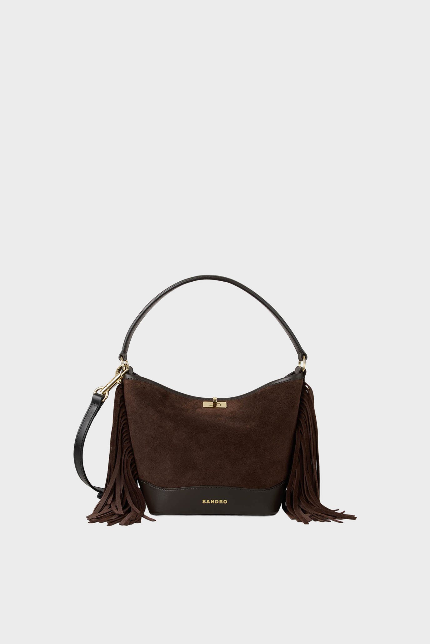 Женская коричневая замшевая сумка TANGOSO Коричневый ONESIZE Sandro SFASA01585_Mahogany Женская коричневая замшевая сумка TANGOSO Коричневый ONESIZE Sandro SFASA01585_Mahogany