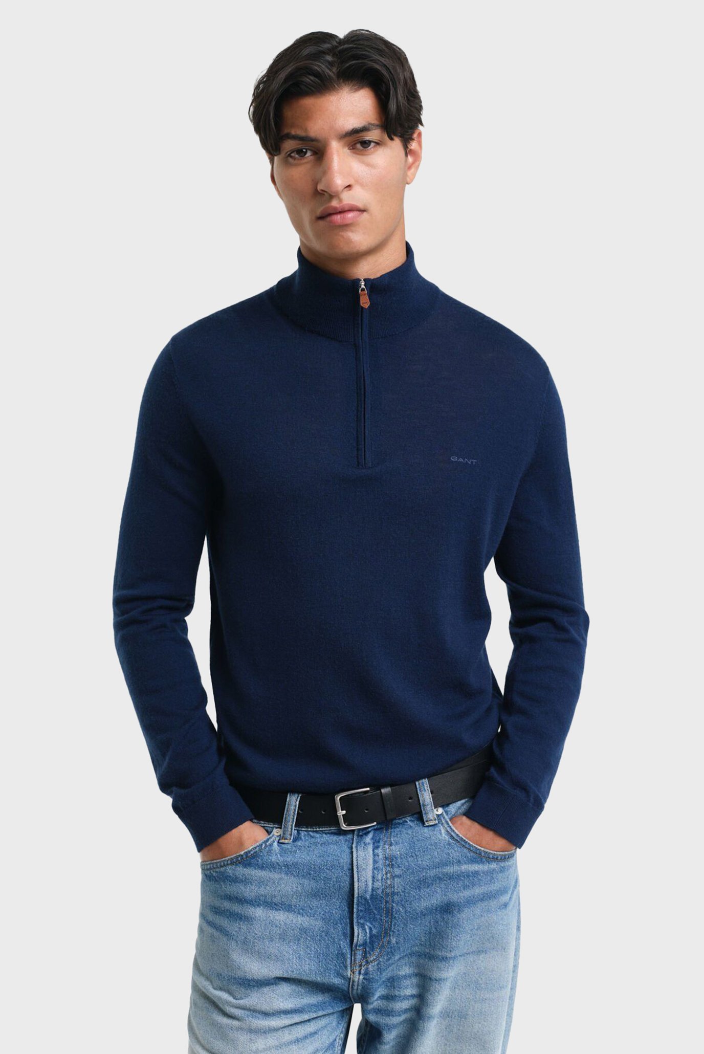 Мужская темно-синяя шерстяная кофта EXTRAFINE MERINO WOOL HALF ZIP 1