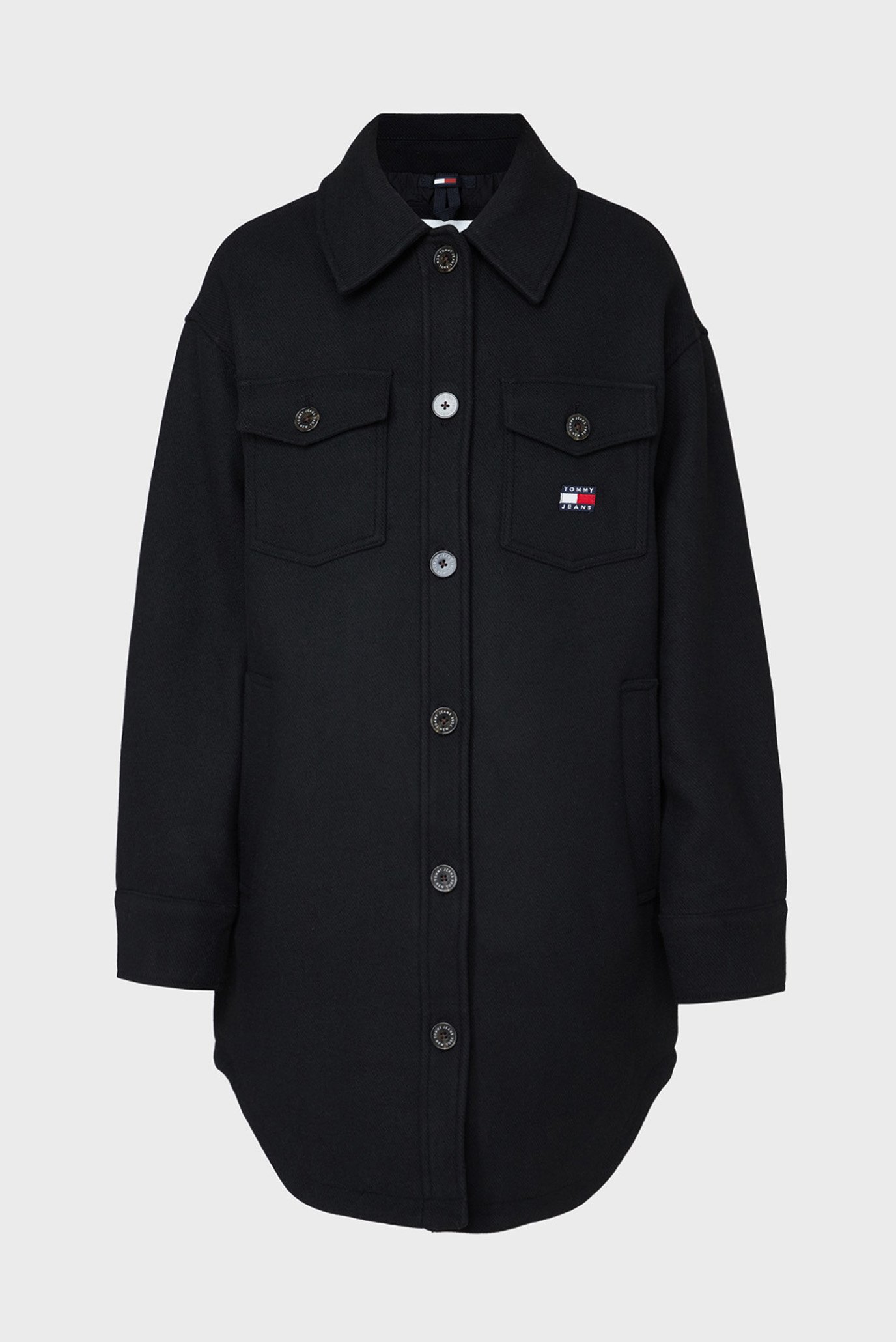 Женская черная рубашка-пальто TJW WOOL COAT 1
