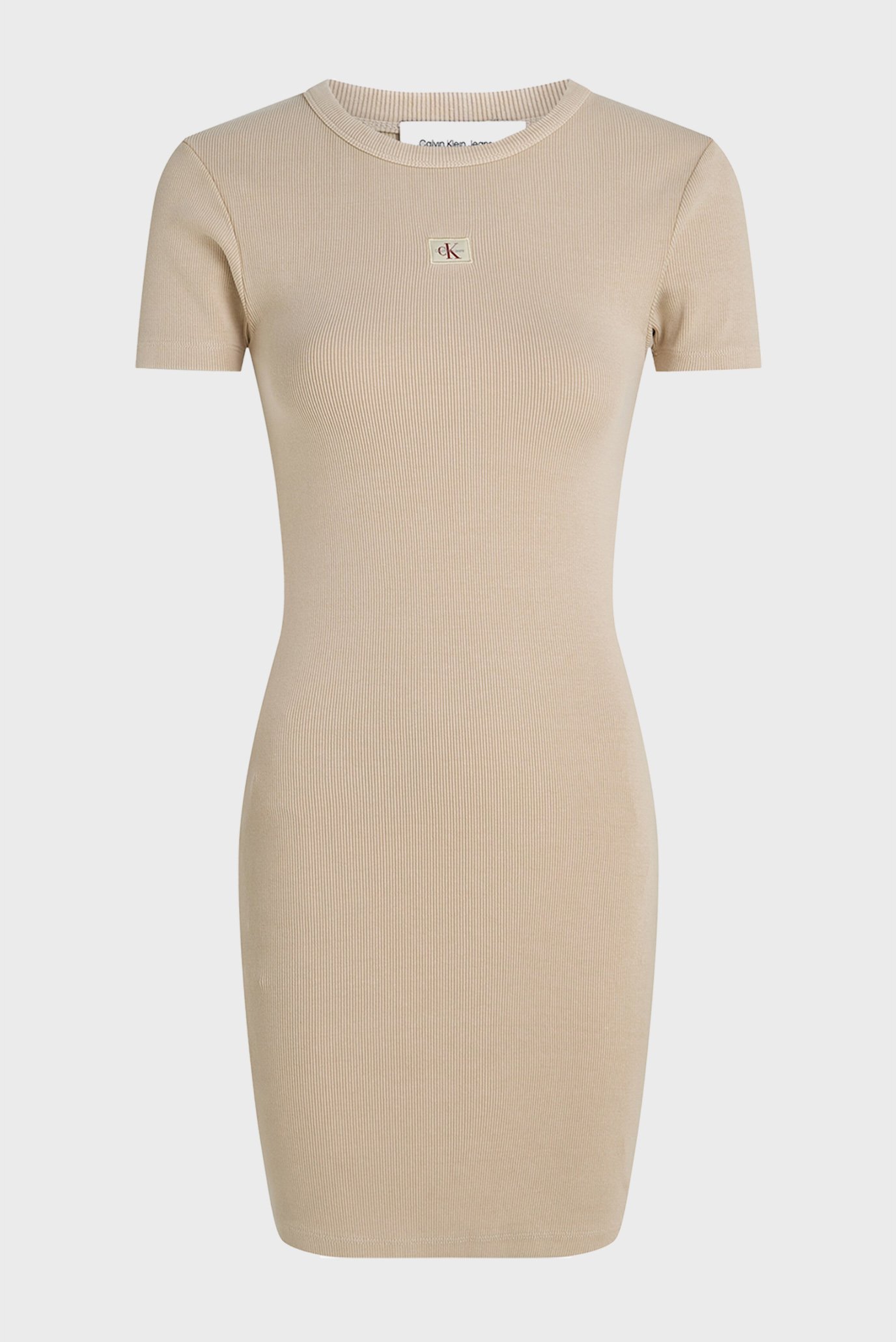 Женское бежевое платье WASHED WOVEN LABEL RIB DRESS Бежевый S Calvin Klein Jeans J20J225265 Женское бежевое платье WASHED WOVEN LABEL RIB DRESS Бежевый S Calvin Klein Jeans J20J225265