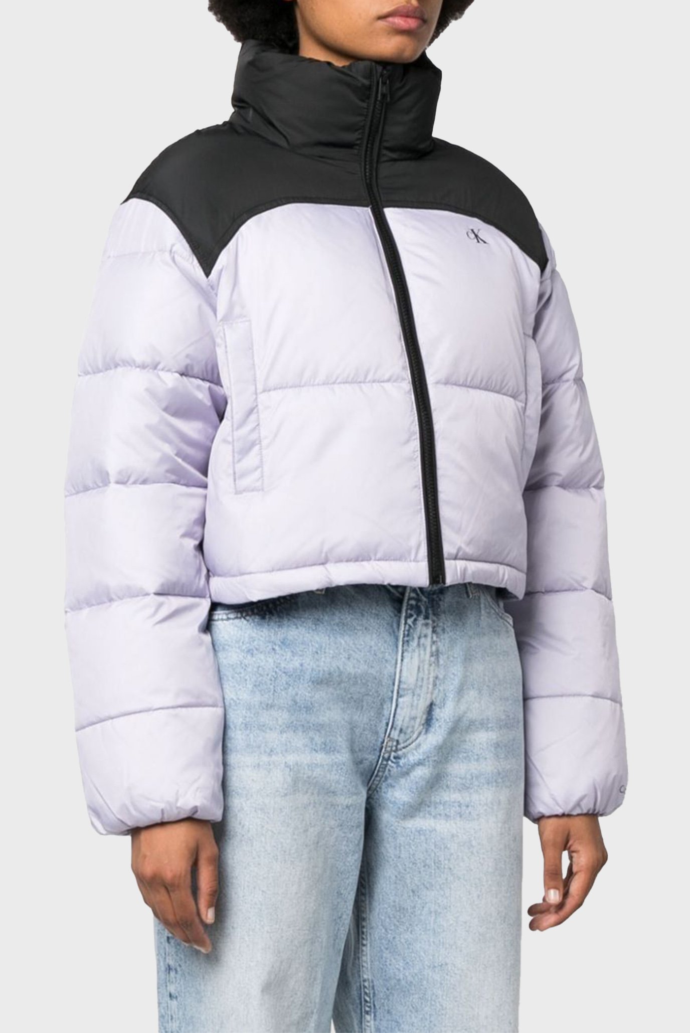 Жіноча бузкова куртка BLOCKED CROPPED PUFFER 1