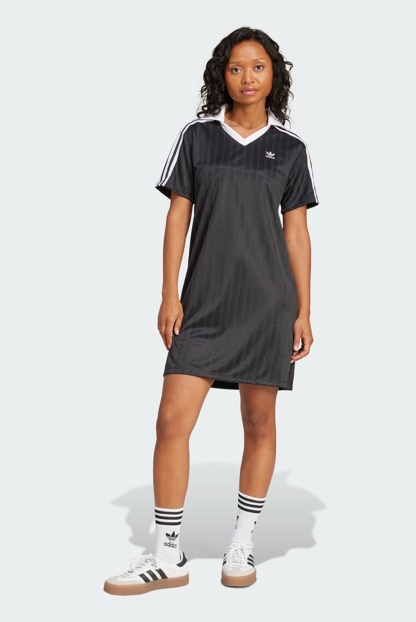 Женское черное платье Adicolor Football Jacquard V-Neck 1