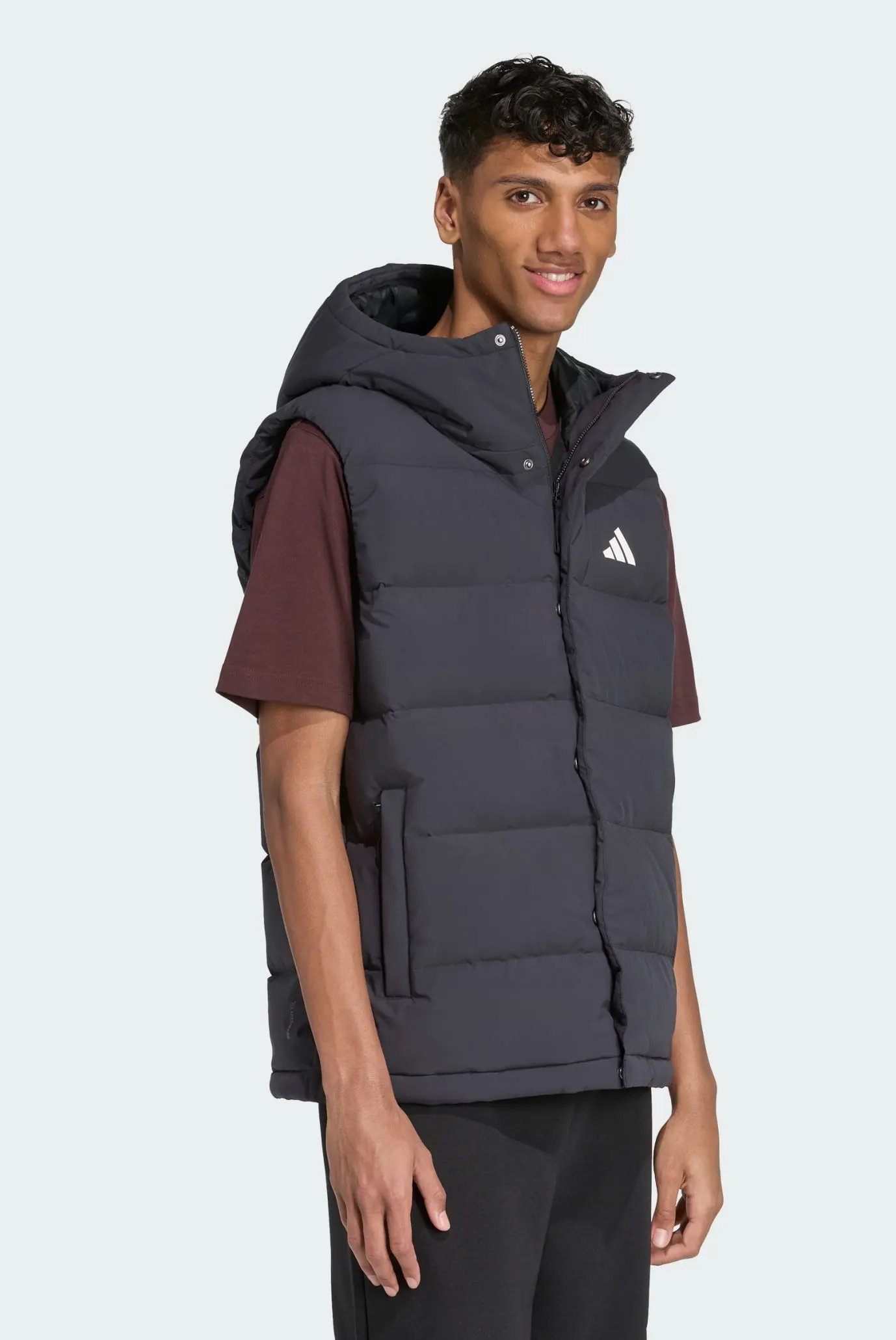 Мужской черный пуховой жилет Helionic CLIMAWARM Hooded adidas