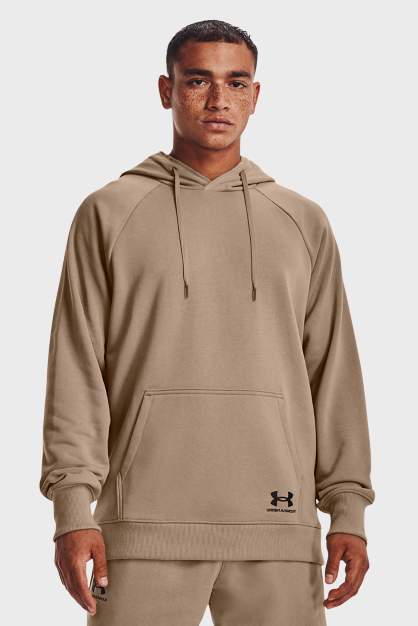 Чоловіче бежеве худі UA Heavyweight Terry Hoodie 1