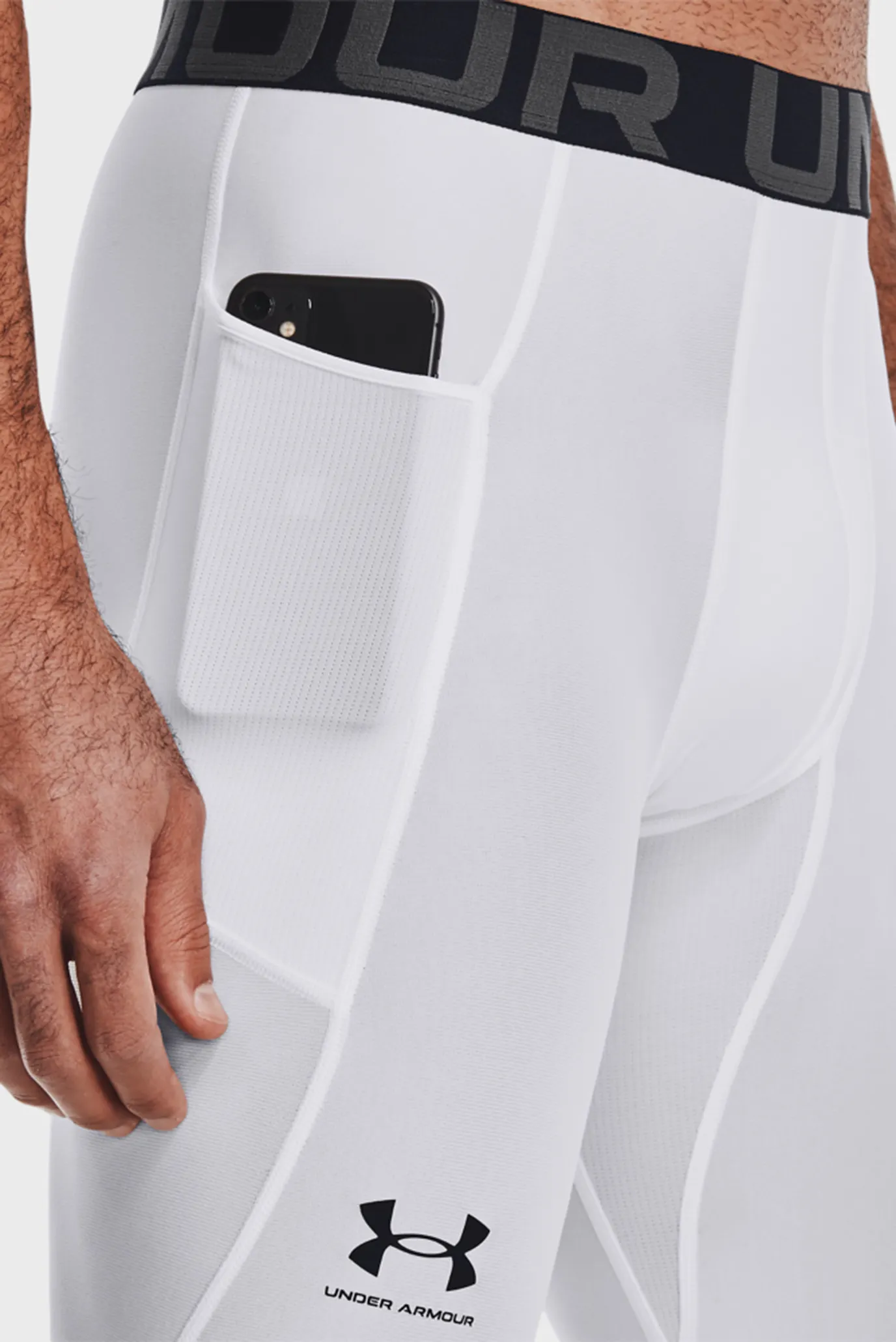 Чоловічі білі тайтси UA HG Armour Leggings 5