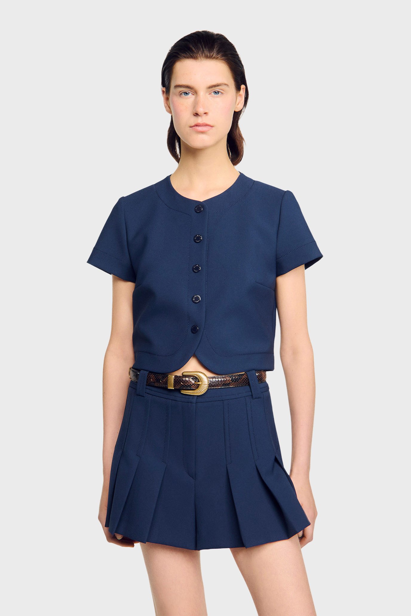Женский темно-синий топ Синий M Sandro SFPTO00832_Navy Blue Женский темно-синий топ Синий M Sandro SFPTO00832_Navy Blue