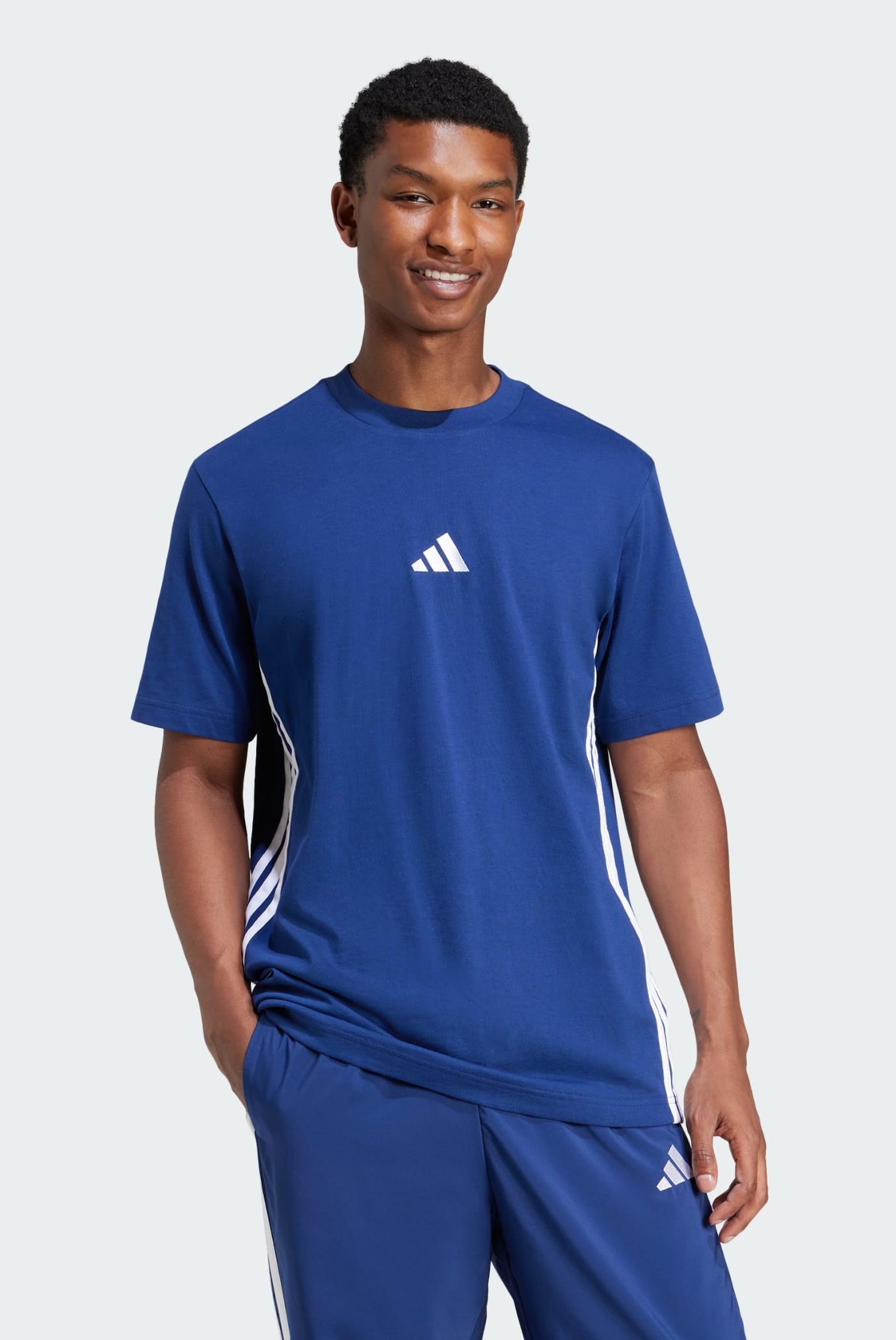 Чоловіча синя футболка Essentials 3-Stripes Single Jersey 1