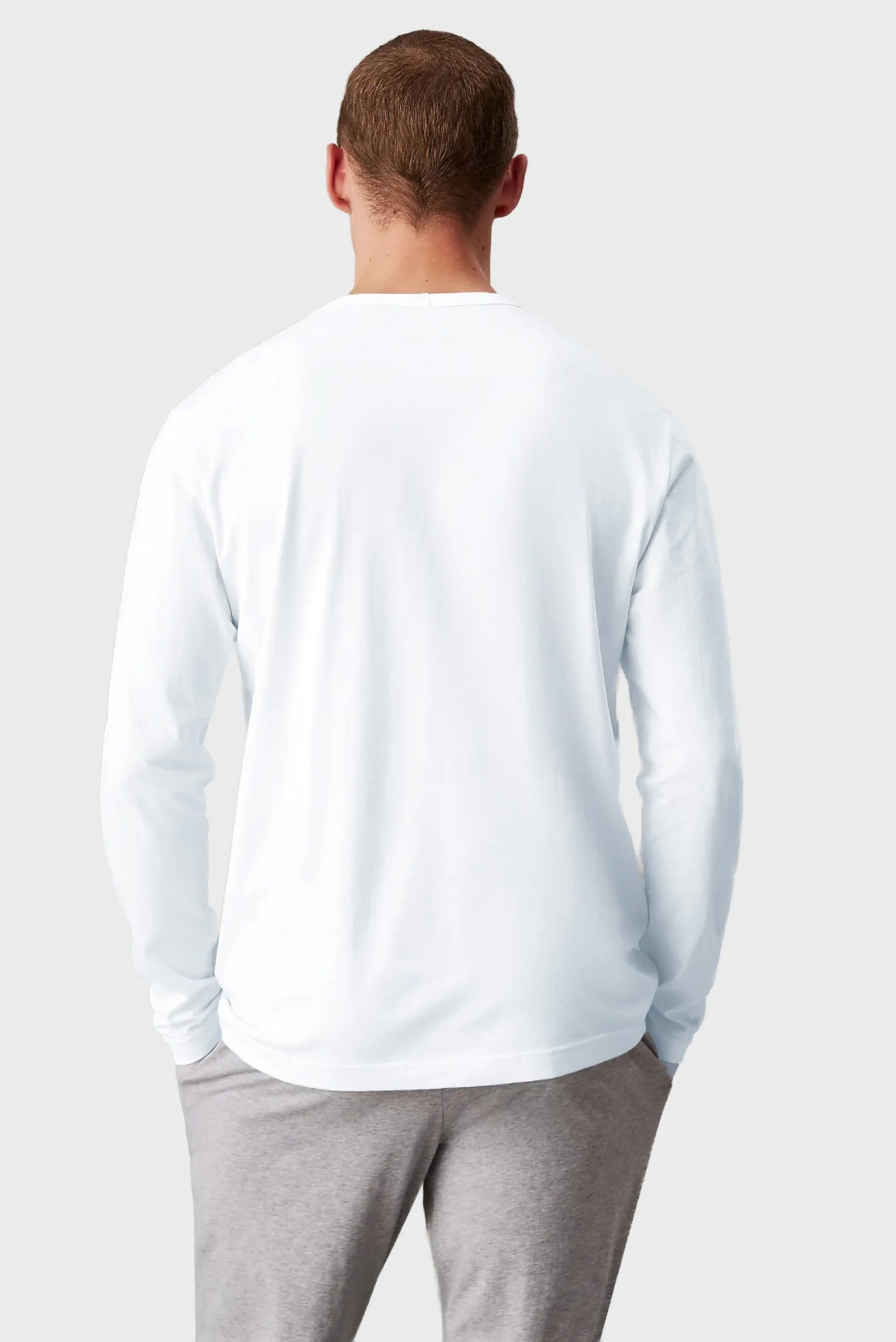 Чоловічий білий лонгслів CREW NECK 3