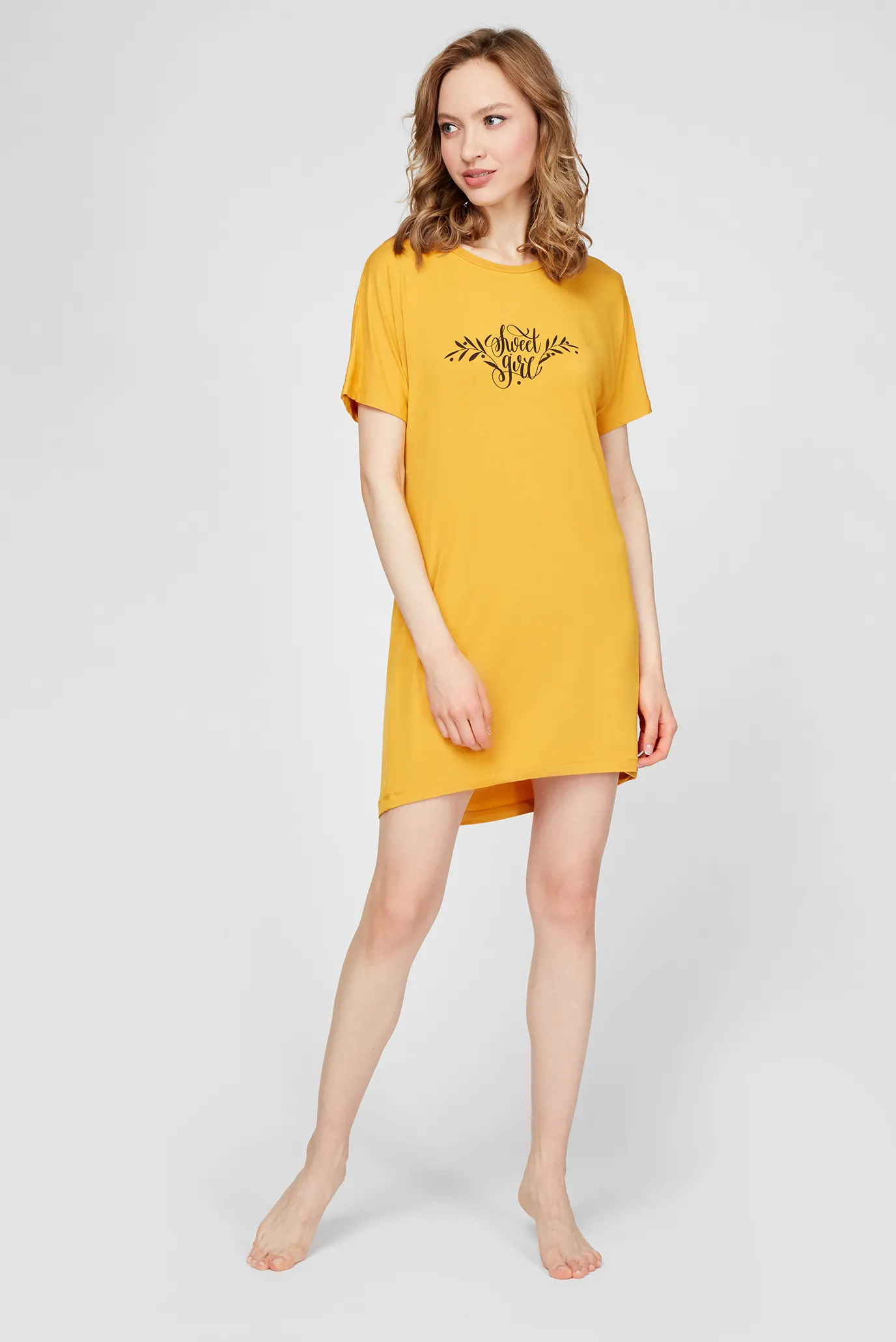 Жіноча жовта нічна сорочка 2