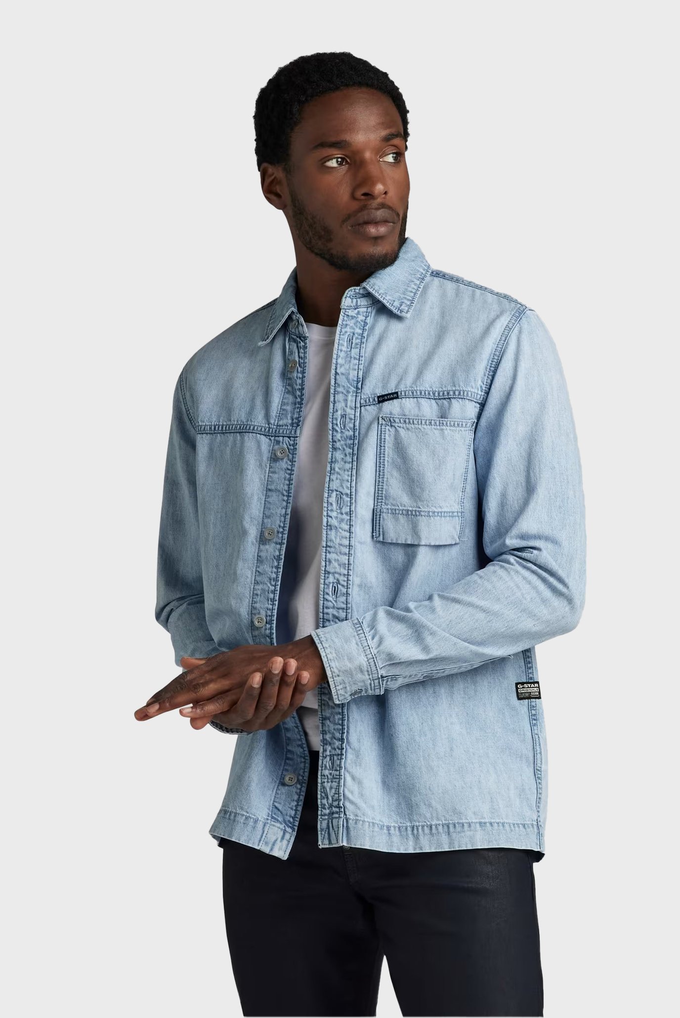 Чоловіча блакитна джинсова сорочка 1-pocket Regular Denim 1
