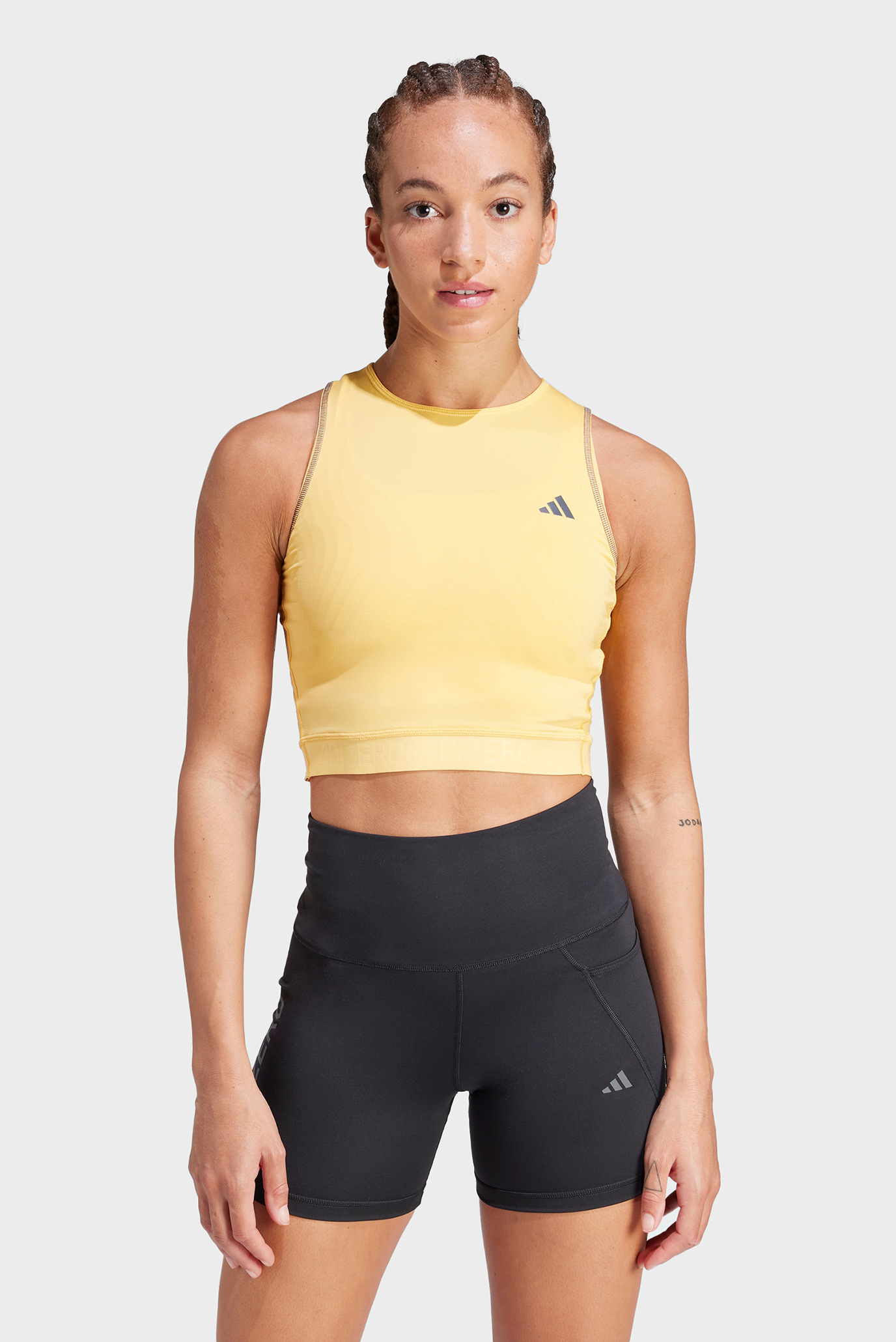 Женский желтый топ Adizero Running Crop 1