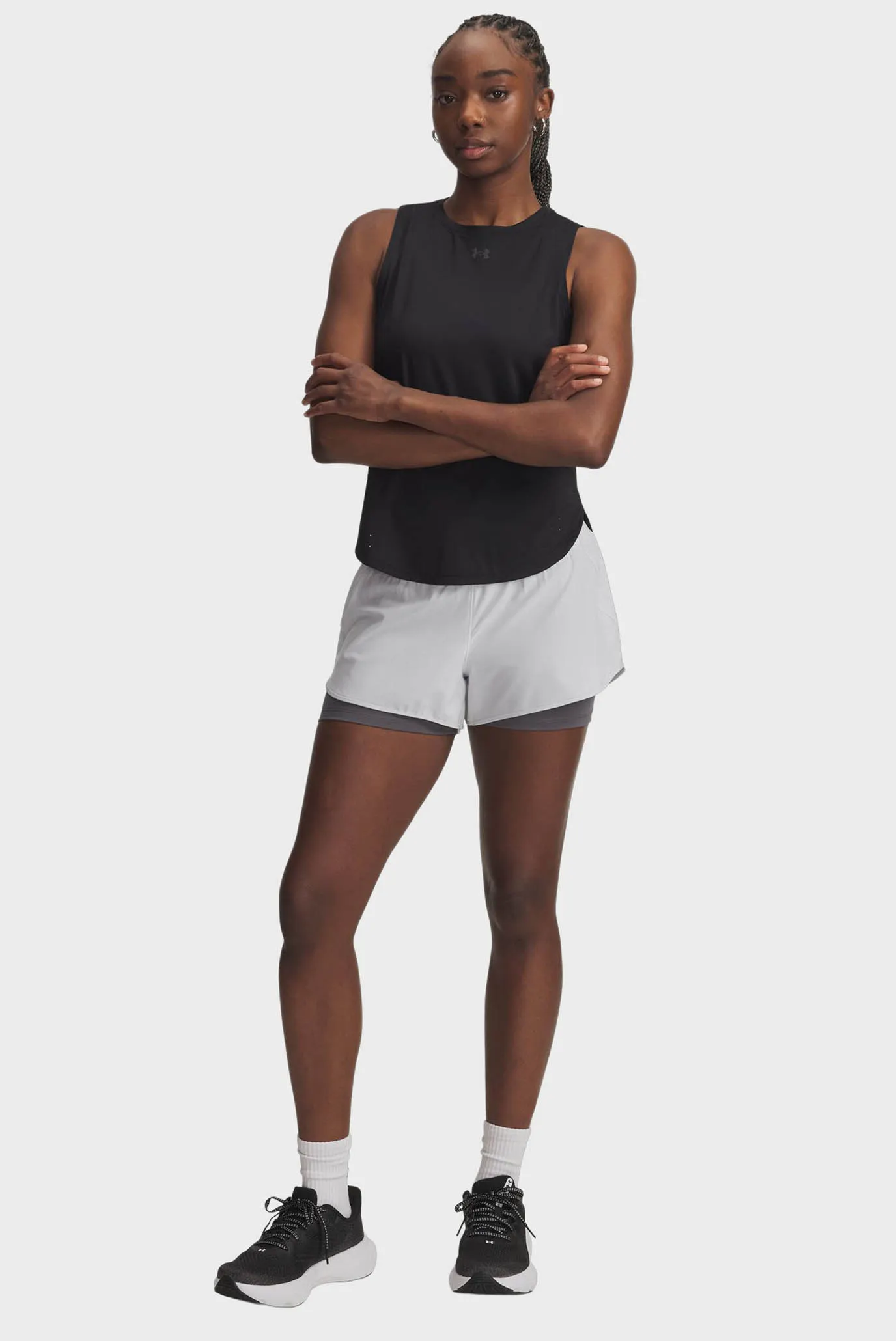 Жіночі світло-сірі шорти UA Launch Pro 3 2in1 Shorts 2