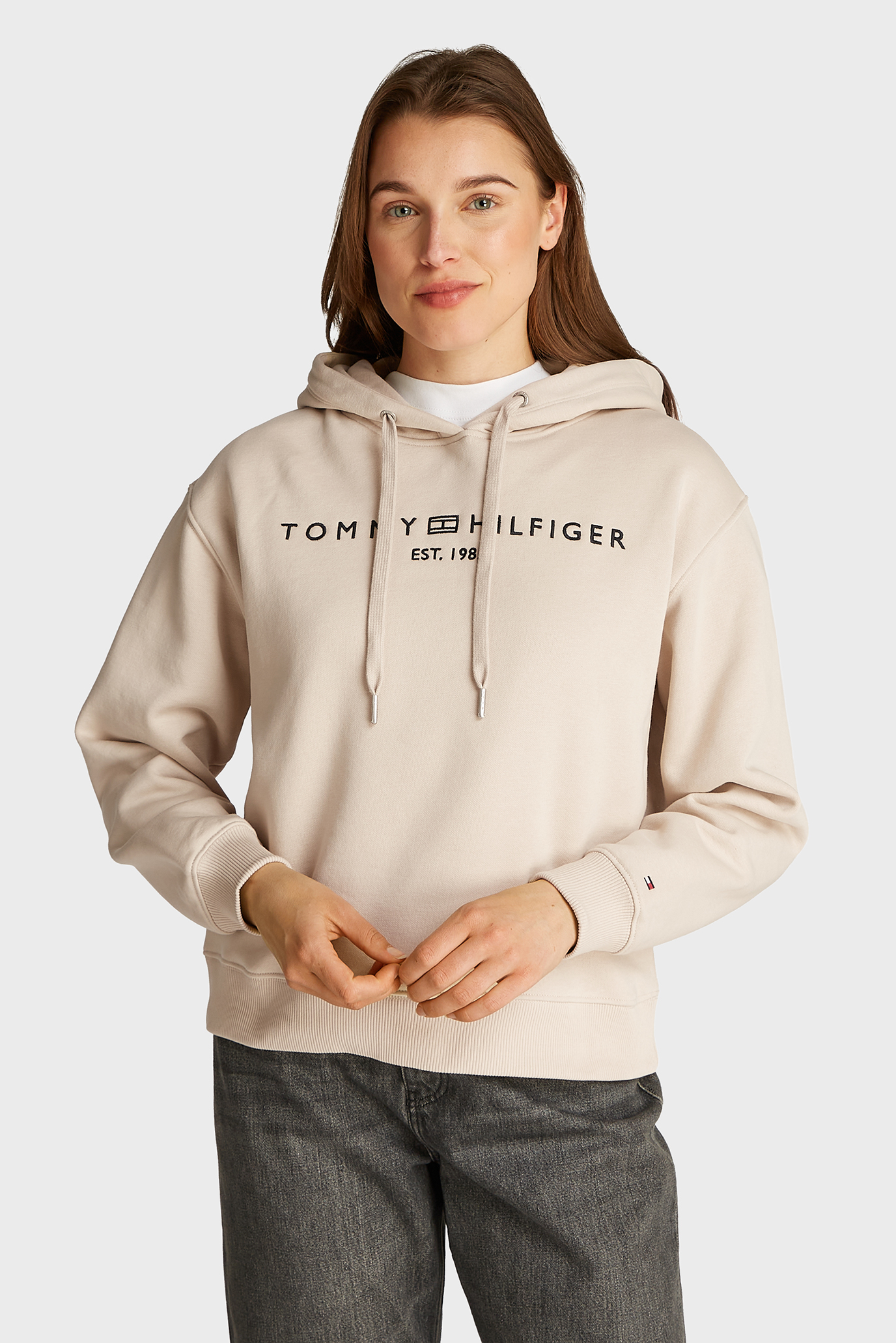 Женское бежевое худи MDRN REG CORP LOGO Бежевый XS Tommy Hilfiger WW0WW43598