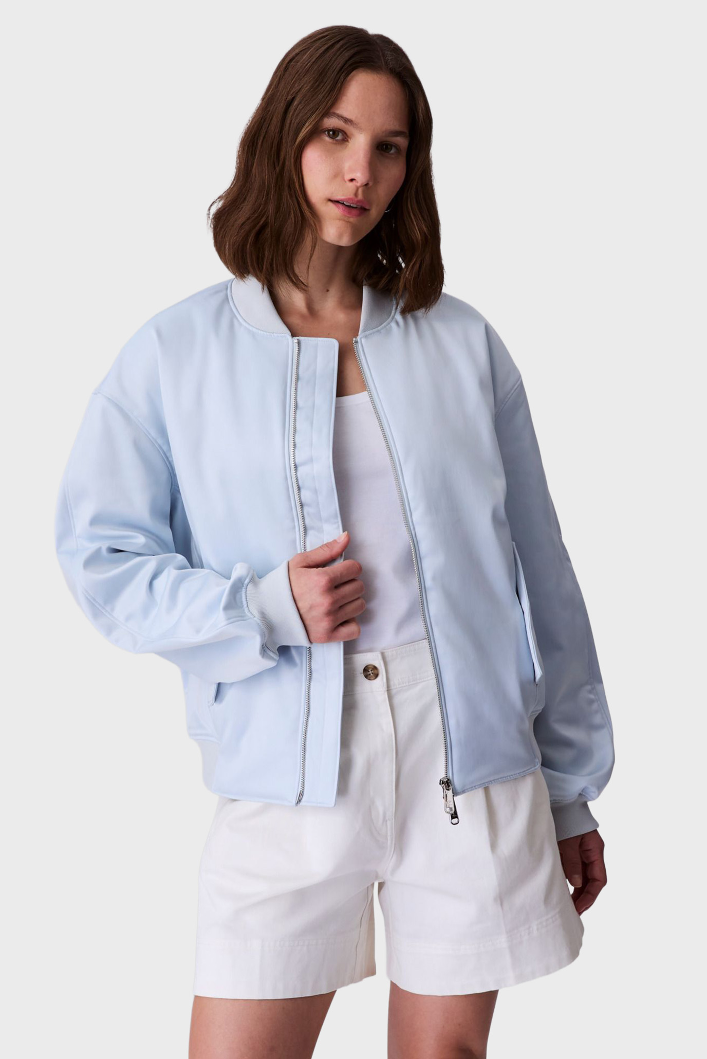 Женский голубой бомбер SATIN BOMBER Голубой M Calvin Klein Jeans LV044C530G Женский голубой бомбер SATIN BOMBER Голубой M Calvin Klein Jeans LV044C530G