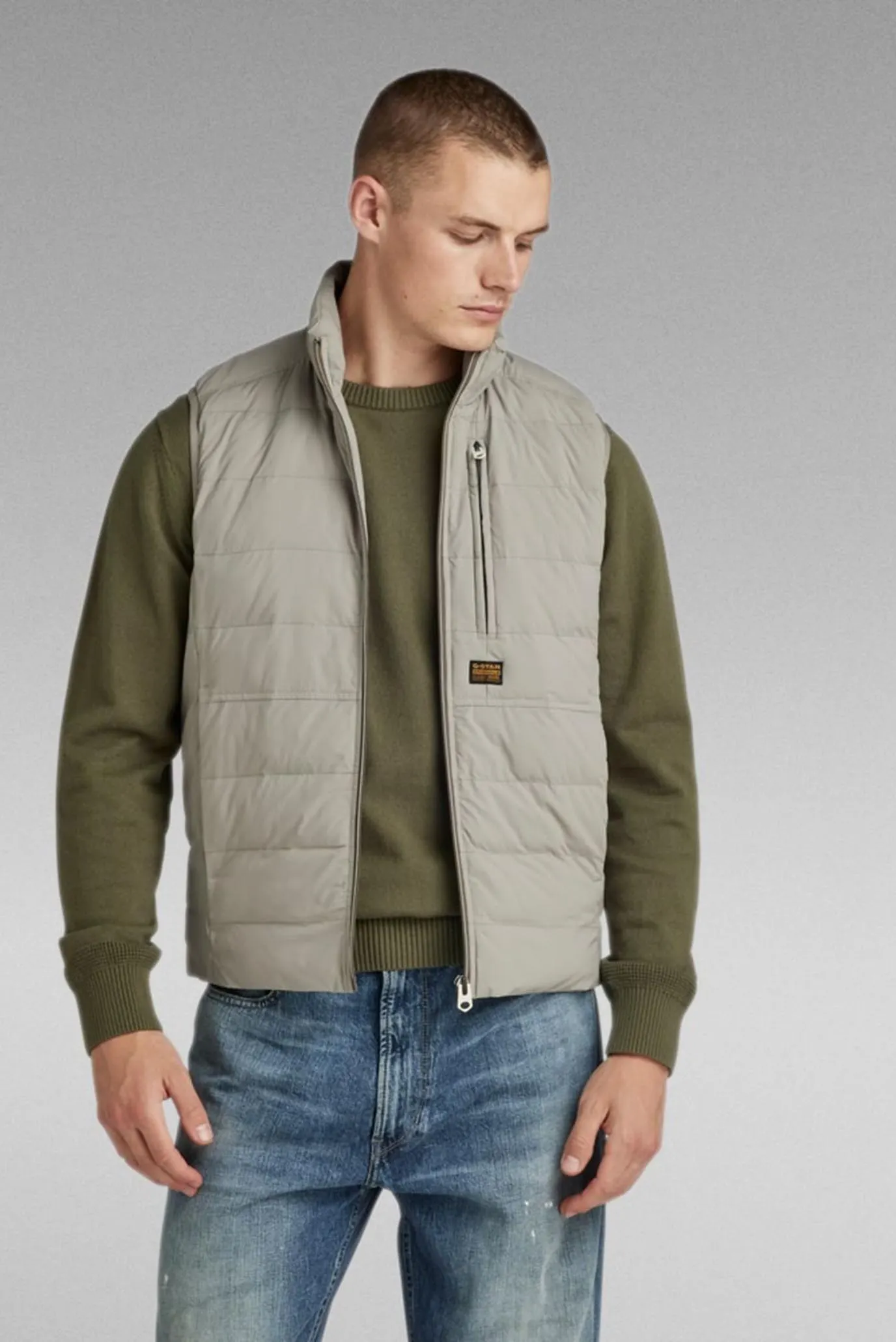 Heren Gestepte Estate Liner Jas in sage green | NL