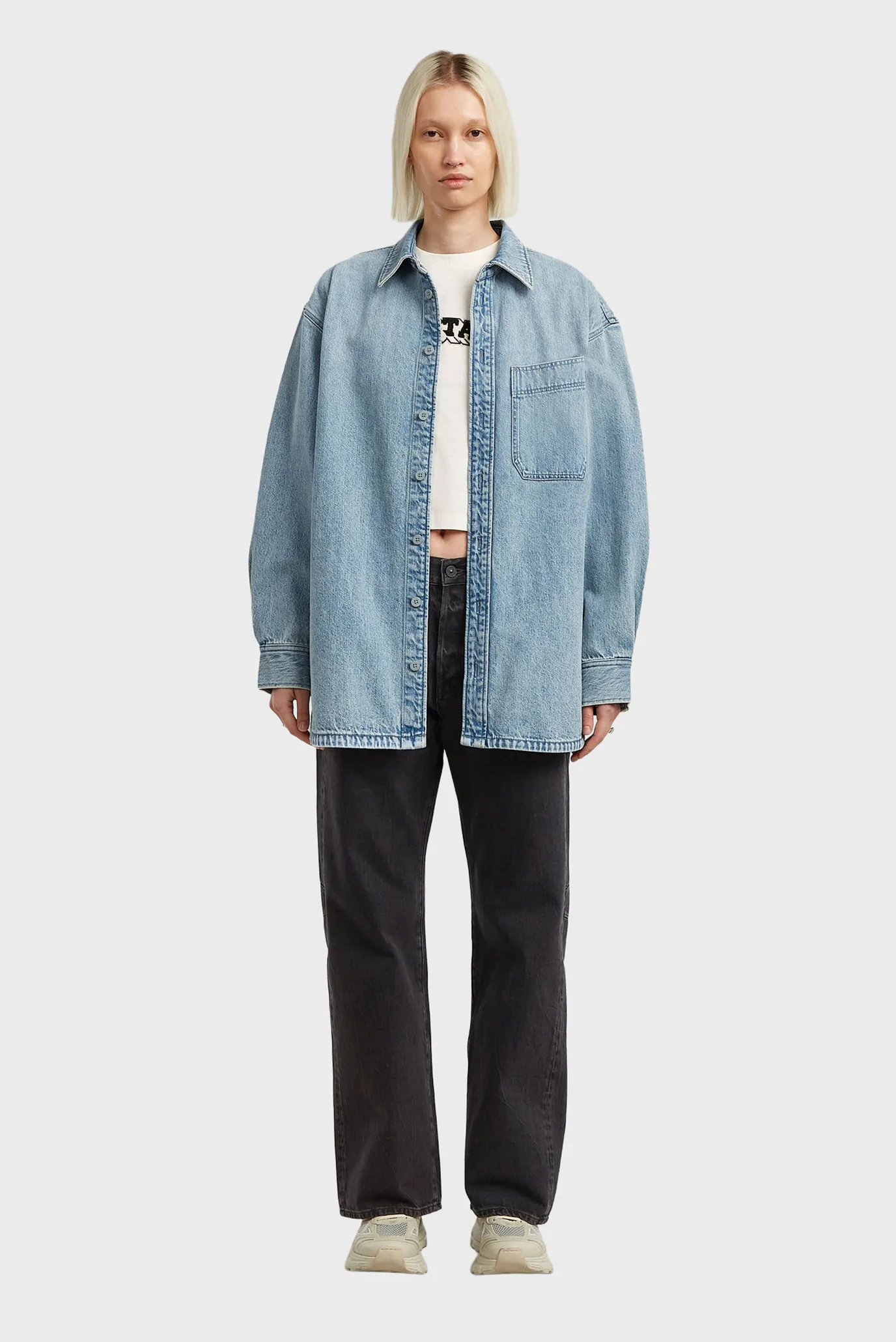 Жіноча блакитна джинсова сорочка Maxi 2