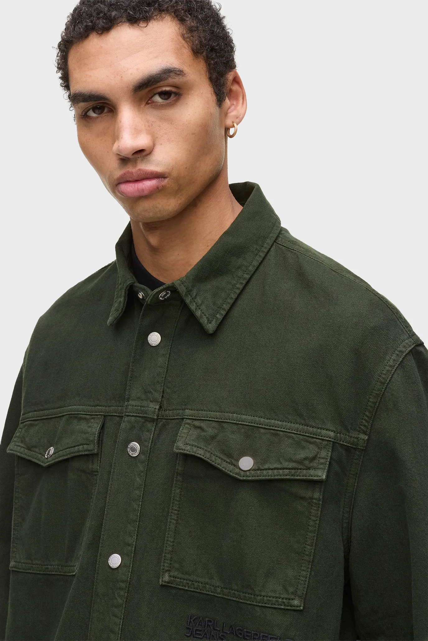 Мужская темно-зеленая рубашка overshirt 4