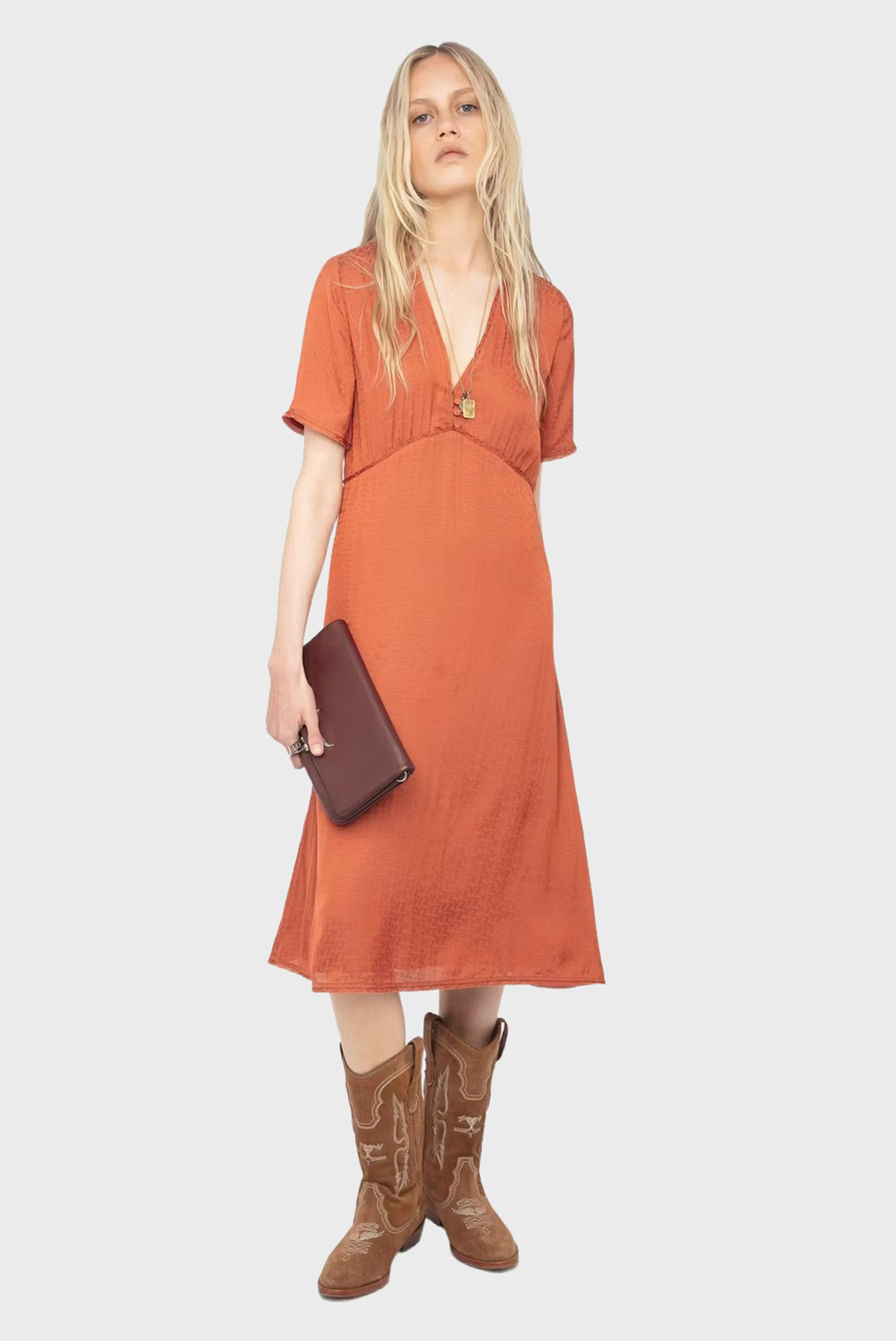 Женское терракотовое платье Rhodral Красный S ZADIG&VOLTAIRE WWDR02583_SIENNA Женское терракотовое платье Rhodral Красный S ZADIG&VOLTAIRE WWDR02583_SIENNA