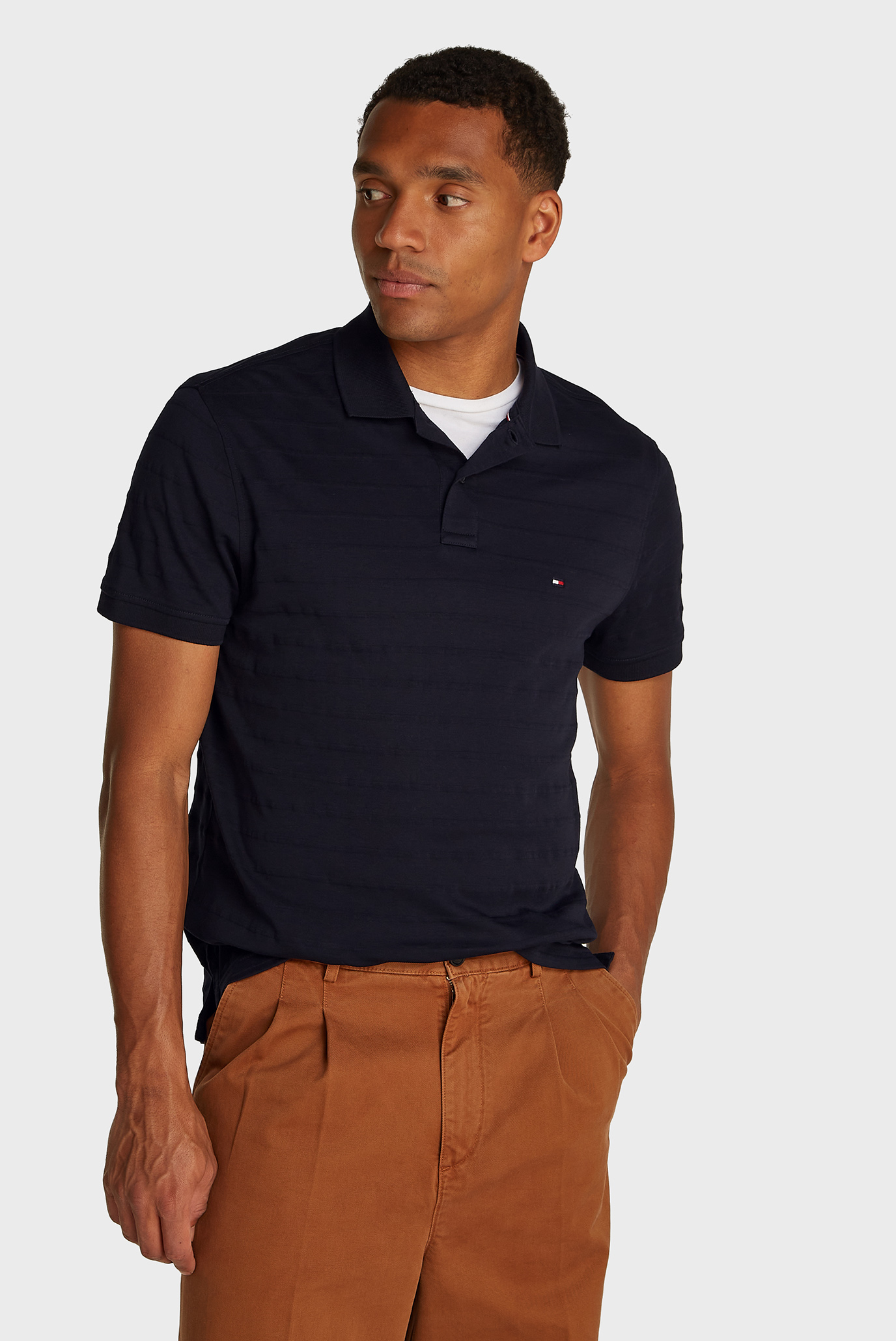 Мужское темно-синее поло в полоску JACQUARD STRIPE REG POLO Синий XXL Tommy Hilfiger MW0MW37528 Мужское темно-синее поло в полоску JACQUARD STRIPE REG POLO Синий XXL Tommy Hilfiger MW0MW37528