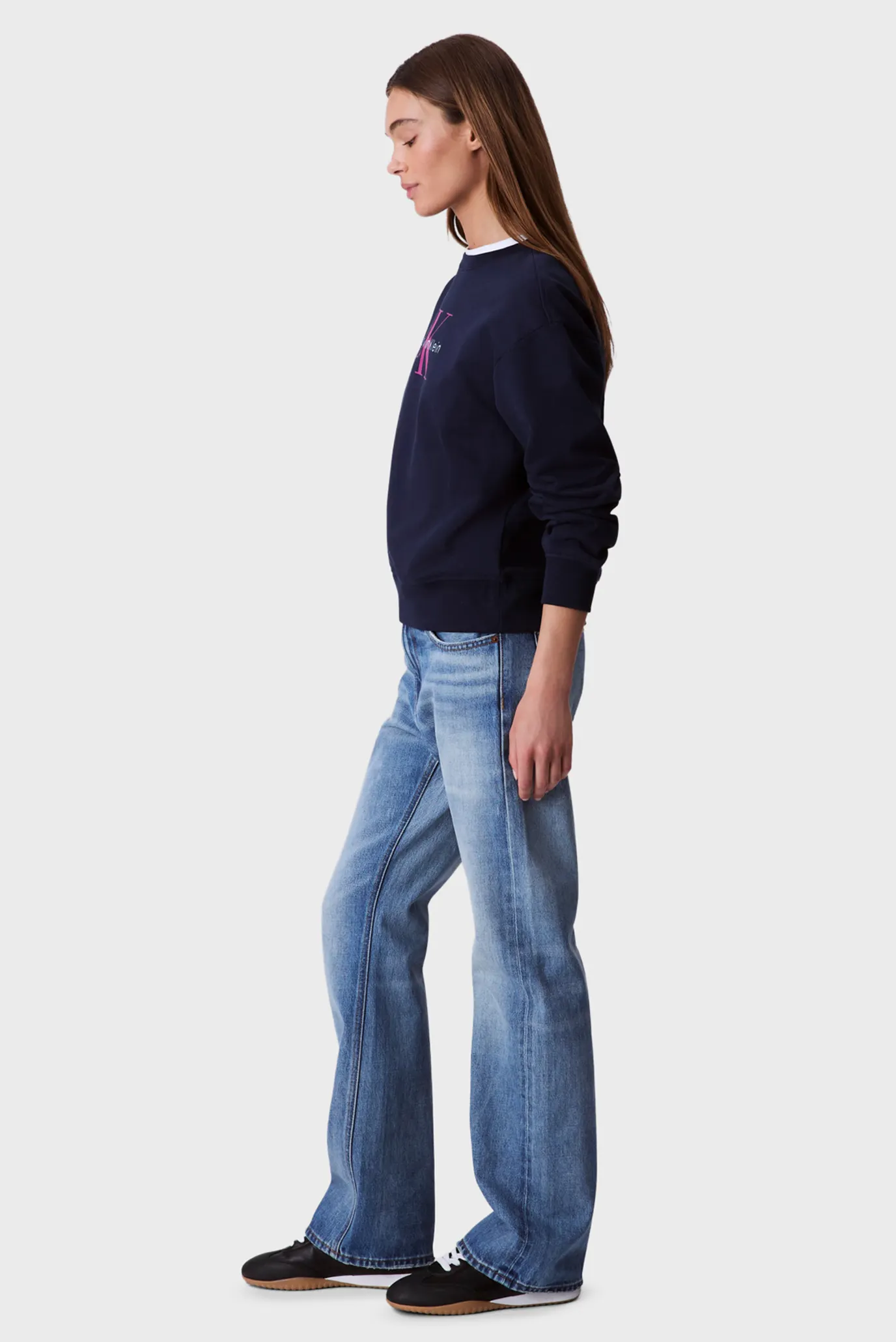 Женский темно-синий свитшот LS MONOLOGO FRENCH TERRY RLXD CN 3