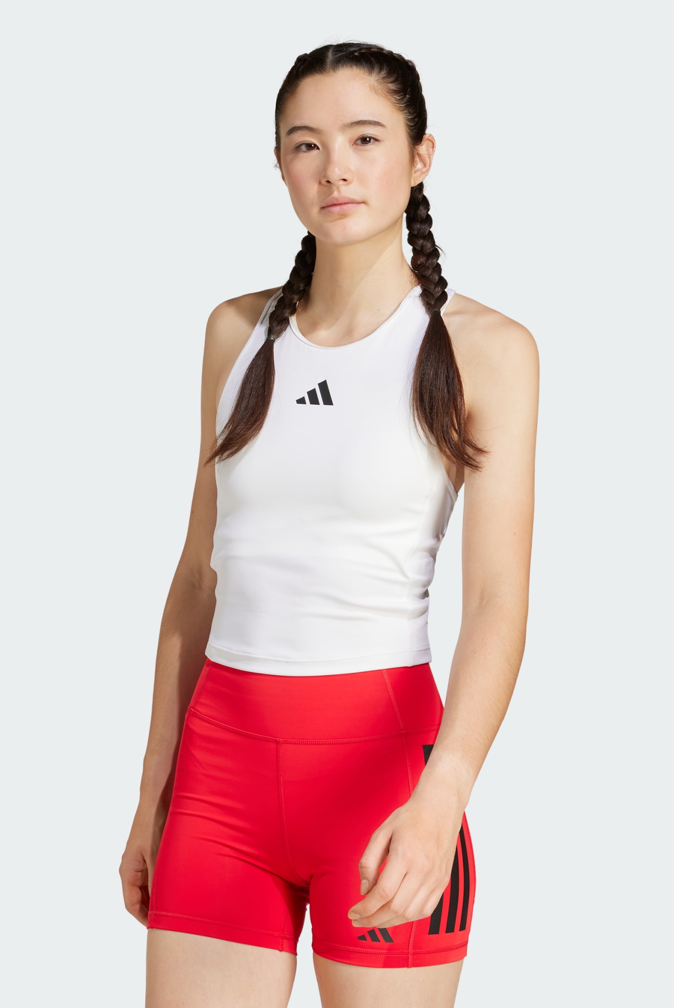 Женский белый топ Power 3-Stripes Racerback Bra 1