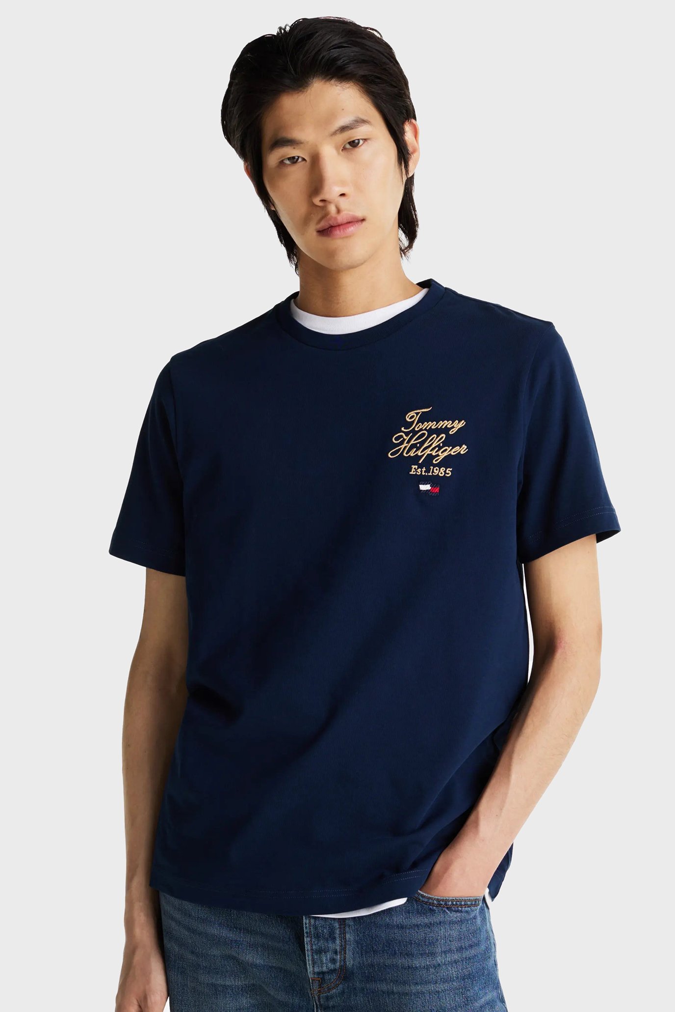 Чоловіча темно-синя футболка SCRIPT HILFIGER STACK TEE 1