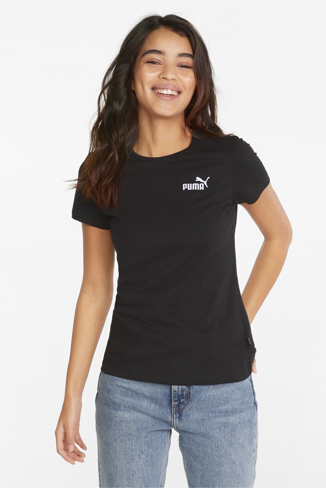 Жіноча чорна футболка Essentials+ Embroidery Women's Tee 1