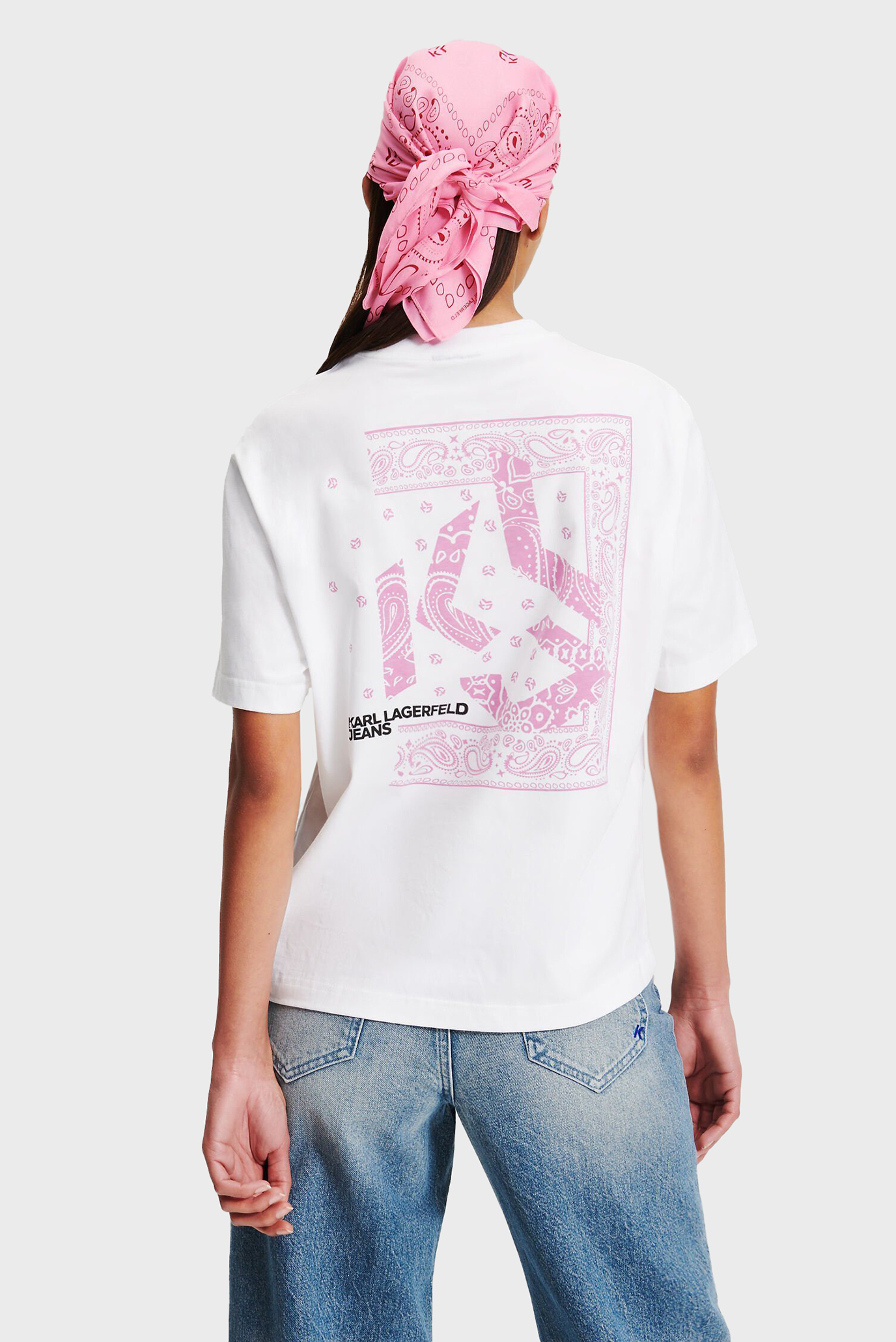 Женская белая футболка KLJ REGULAR BANDANA SSLV TEE 1