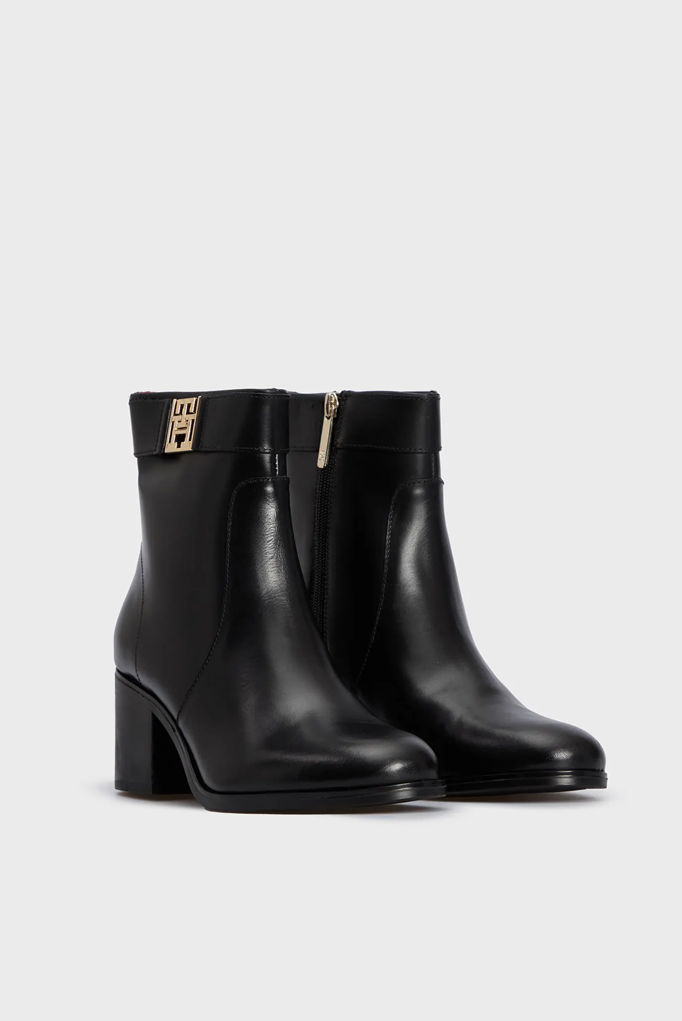 Женские черные кожаные ботильоны TH LEATHER DRESSY MID HEEL BOOT 3