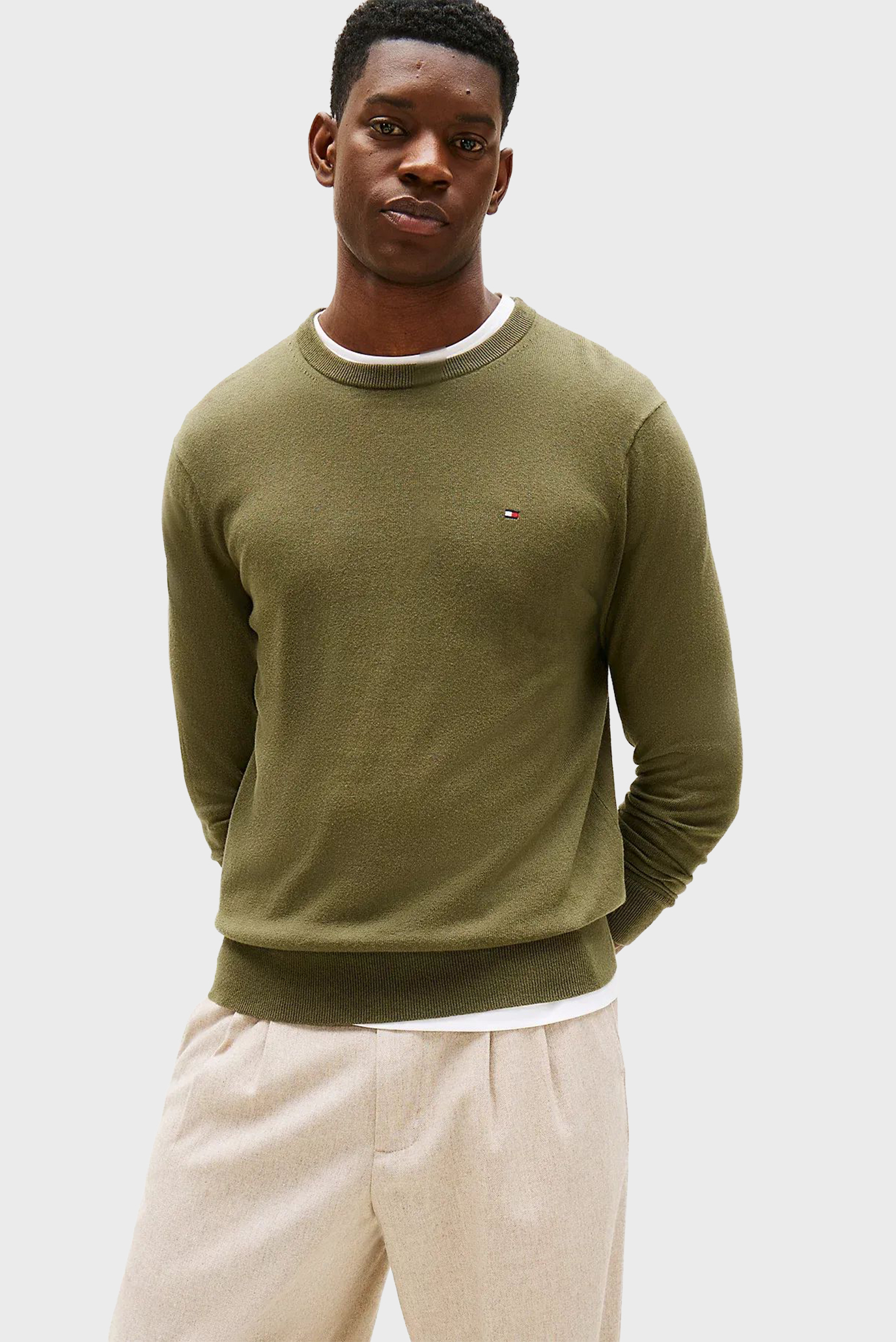 Мужской оливковый джемпер PIMA ORG Оливковый XXL Tommy Hilfiger MW0MW28046 Мужской оливковый джемпер PIMA ORG Оливковый XXL Tommy Hilfiger MW0MW28046