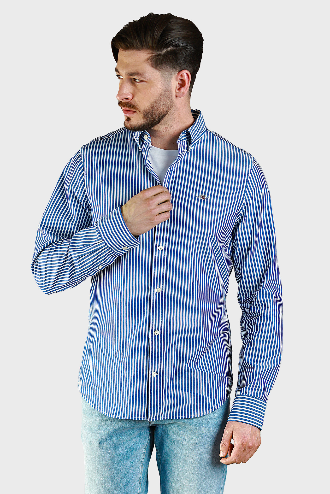 Мужская рубашка в полоску SLIM CLASSIC POPLIN STRIPE Разноцветный M Gant 3000132 Мужская рубашка в полоску SLIM CLASSIC POPLIN STRIPE Разноцветный M Gant 3000132