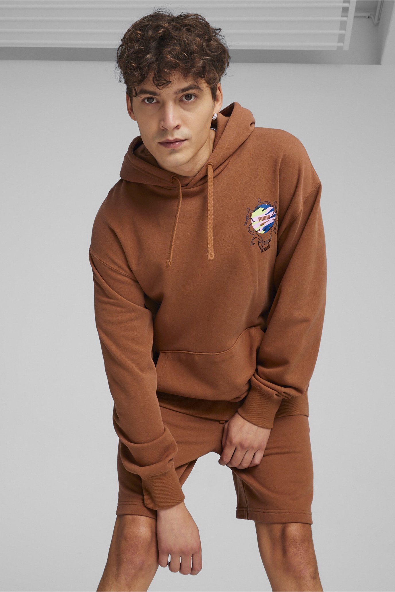 Чоловіче коричневе худі DOWNTOWN Men's Graphic Hoodie 1