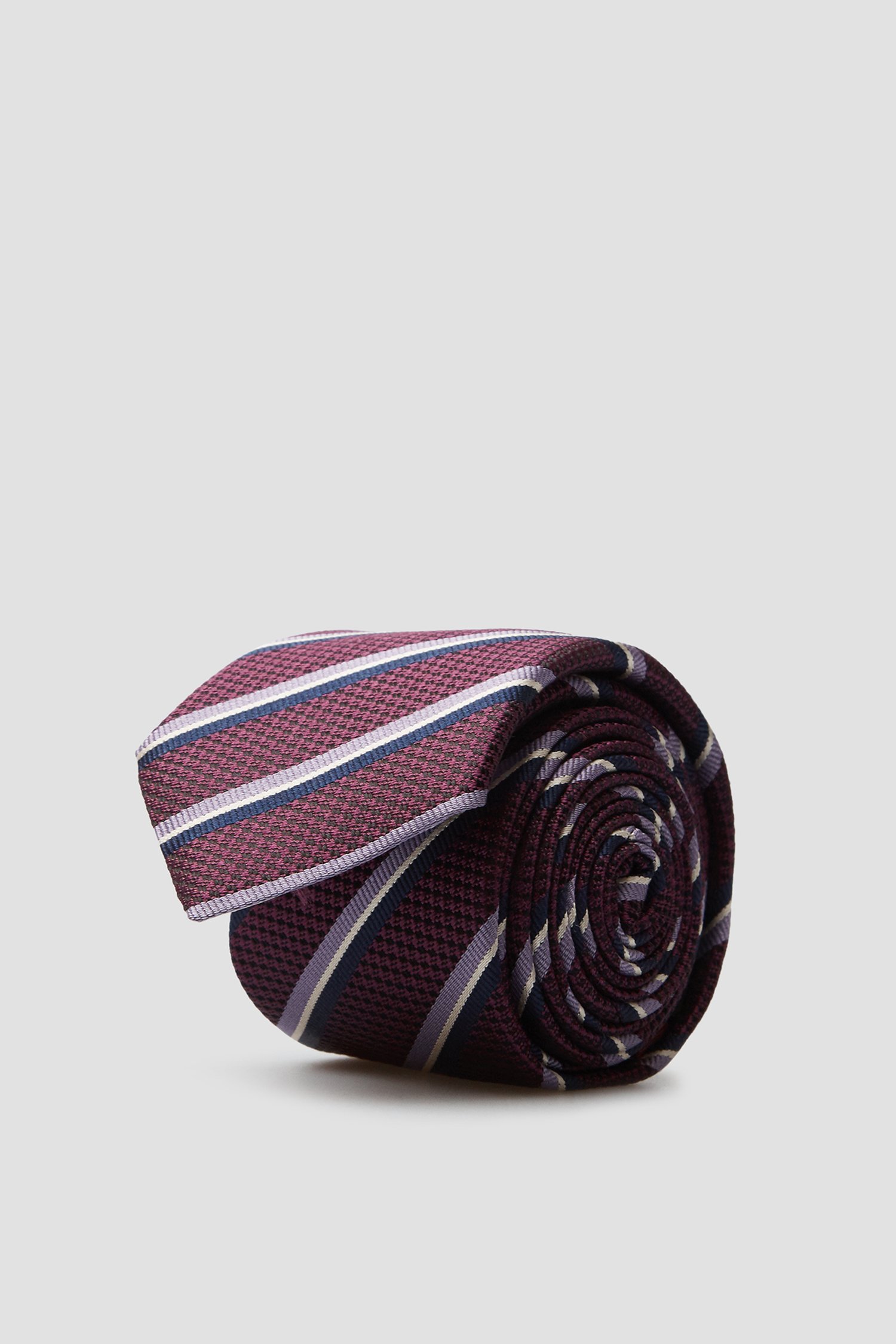Мужской фиолетовый шелковый галстук в полоску 1