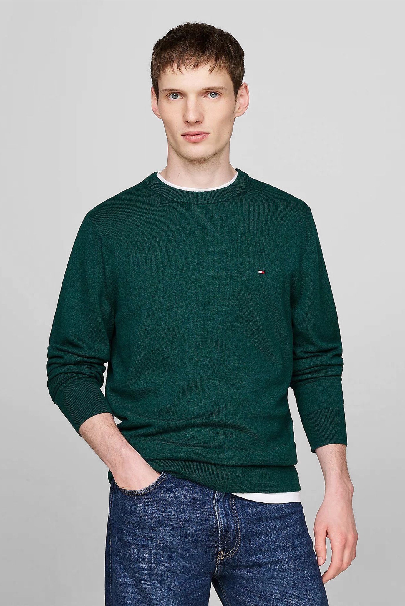 Чоловічий зелений джемпер PIMA ORG CTN CASHMERE CREW NECK 1