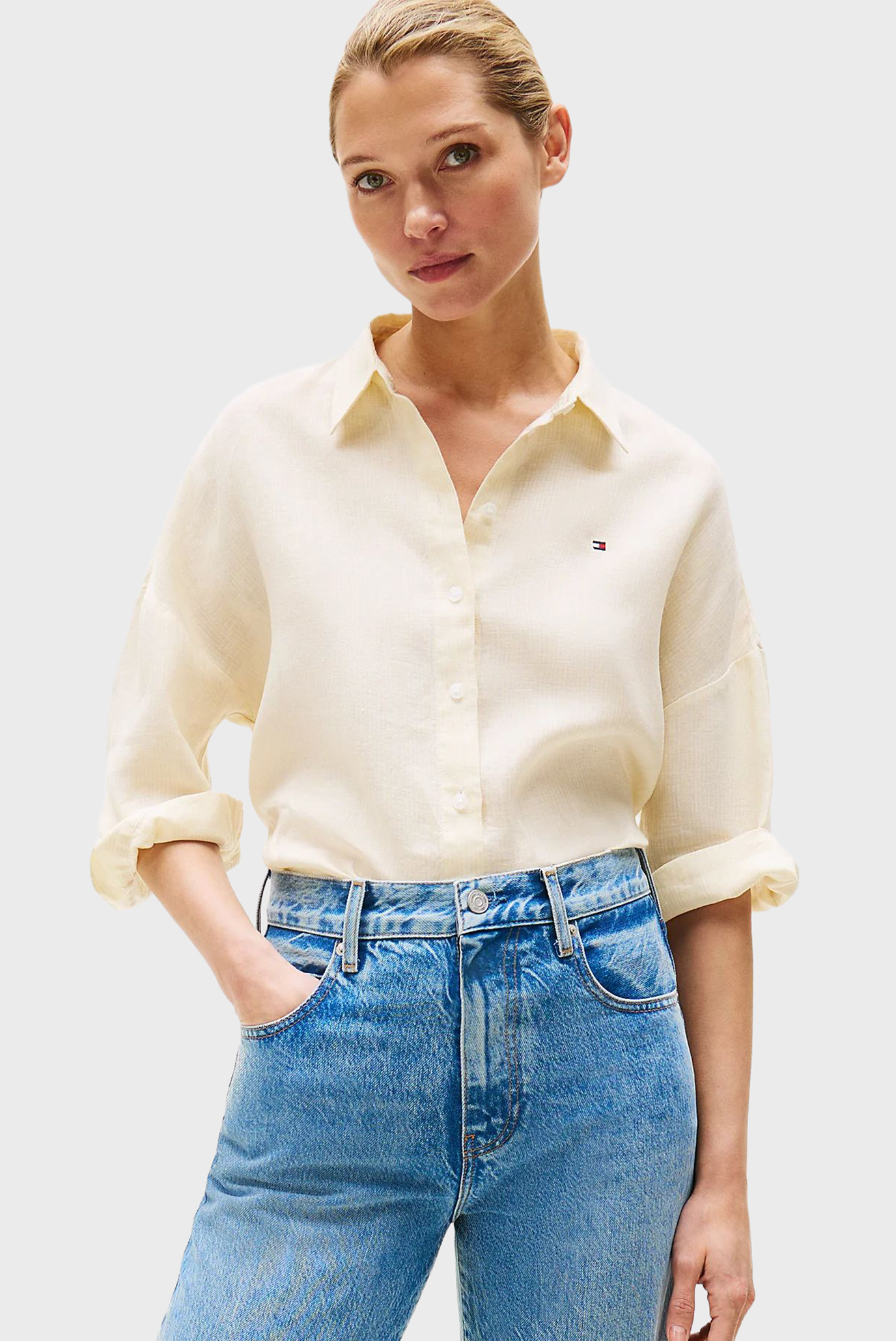 Женская желтая льняная рубашка ESS Желтый M Tommy Hilfiger WW0WW46169 Женская желтая льняная рубашка ESS Желтый M Tommy Hilfiger WW0WW46169