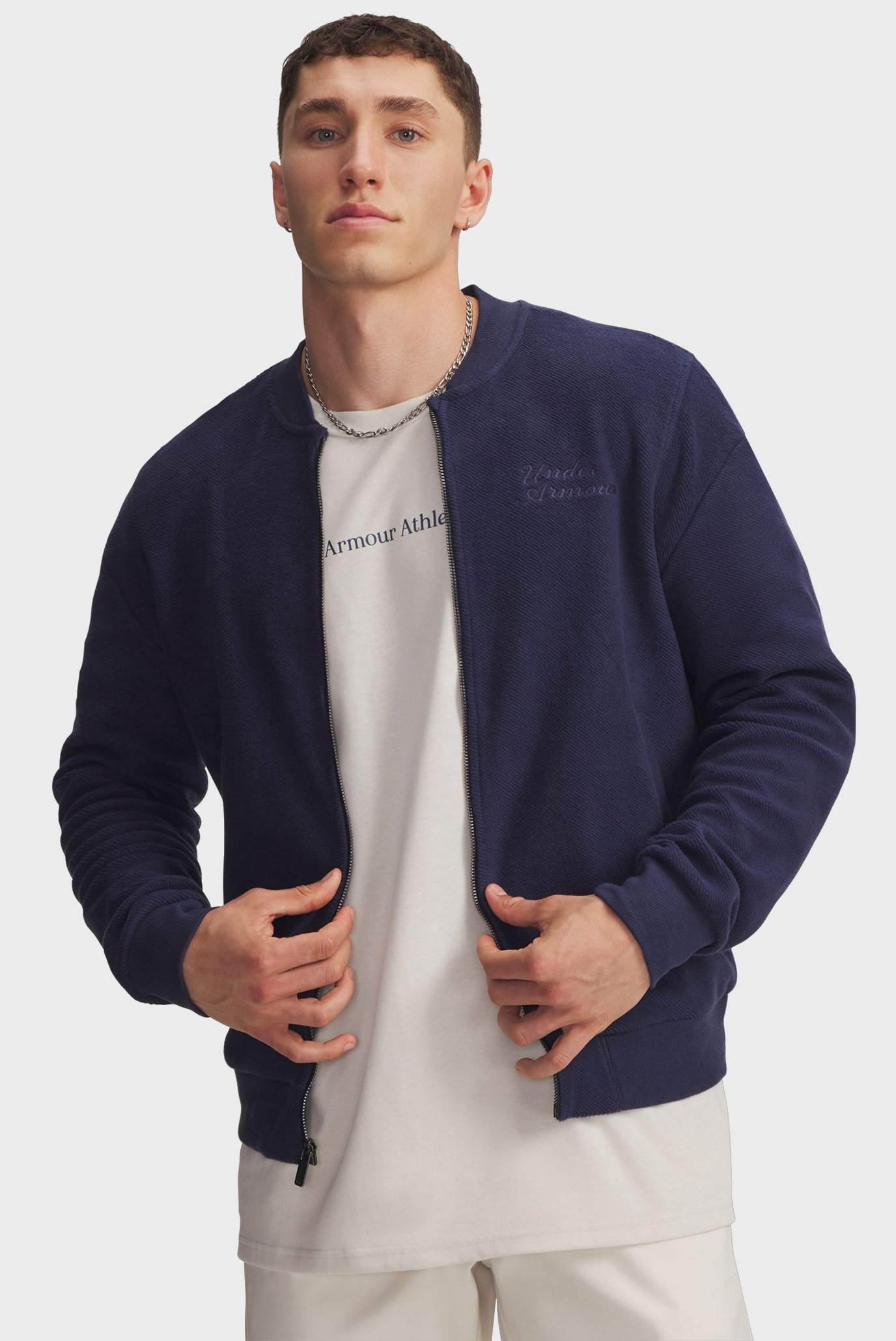 Мужской темно-синий бомбер UA Icon Rev Terry Vrsty Jkt Синий XXL Under Armour 6003938-403 Мужской темно-синий бомбер UA Icon Rev Terry Vrsty Jkt Синий XXL Under Armour 6003938-403