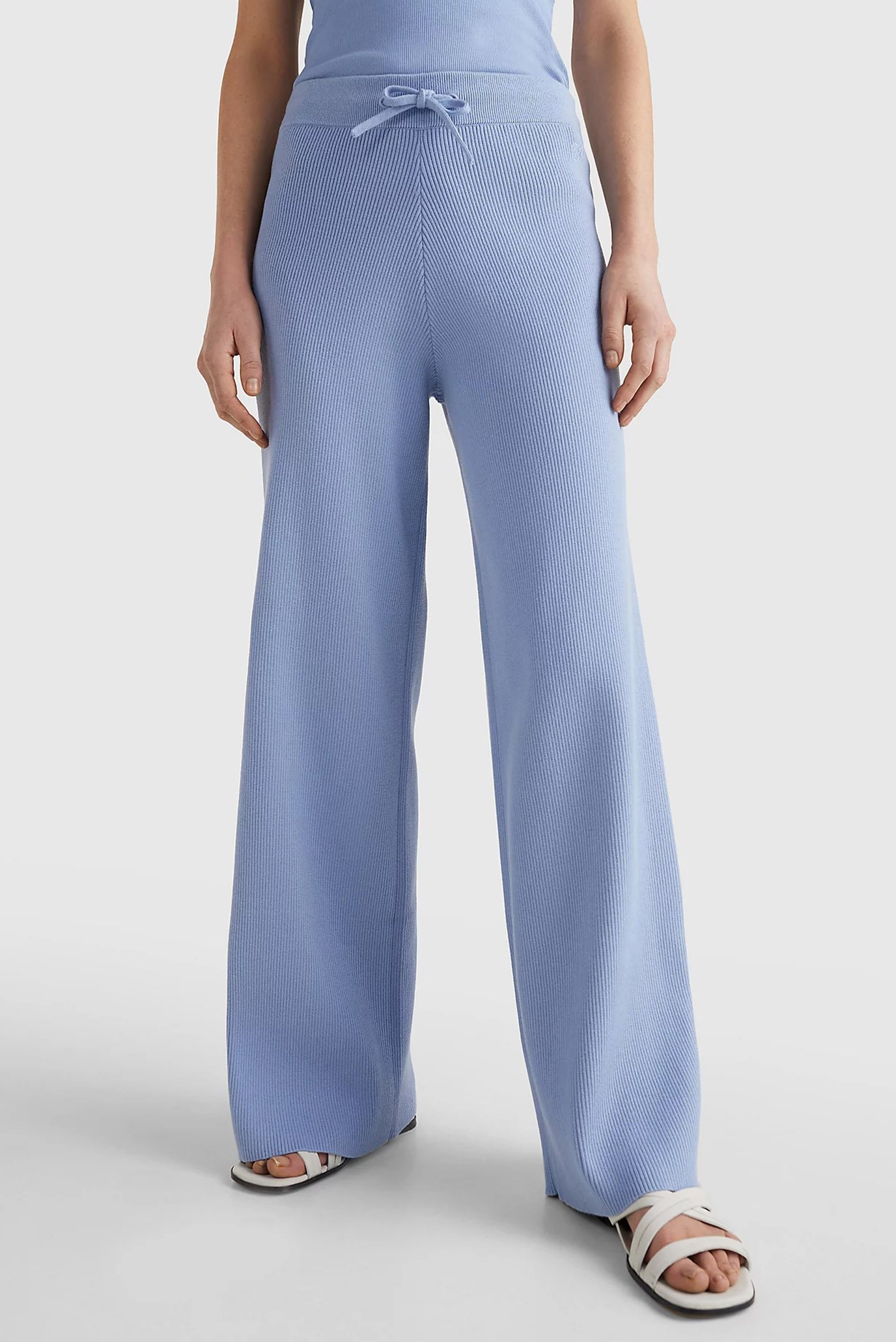 Жіночі блакитні брюки SOFT RIB WIDE LEG PANT 1