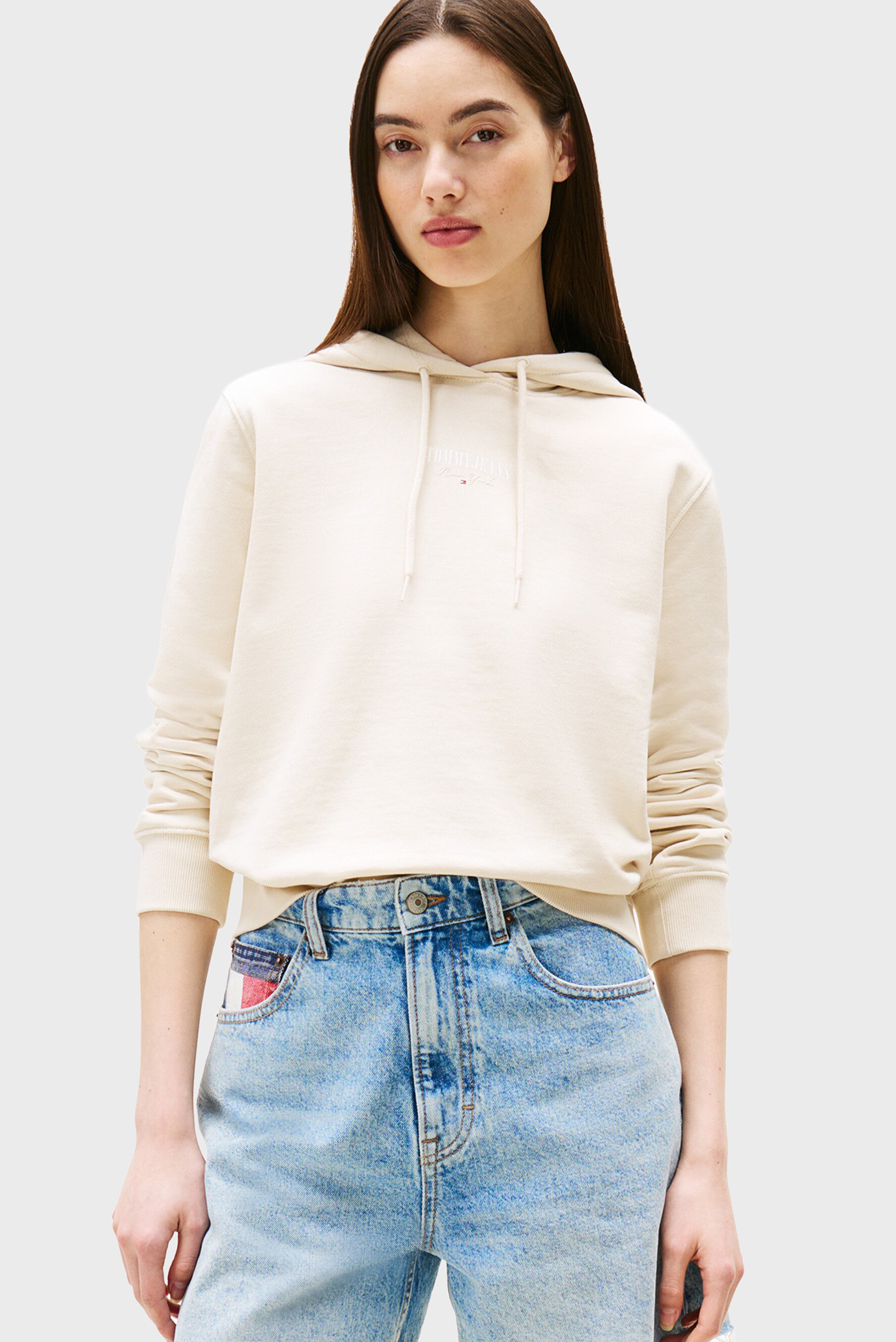 Женское бежевое худи REG ESS LOGO Бежевый S Tommy Jeans DW0DW20943 Женское бежевое худи REG ESS LOGO Бежевый S Tommy Jeans DW0DW20943