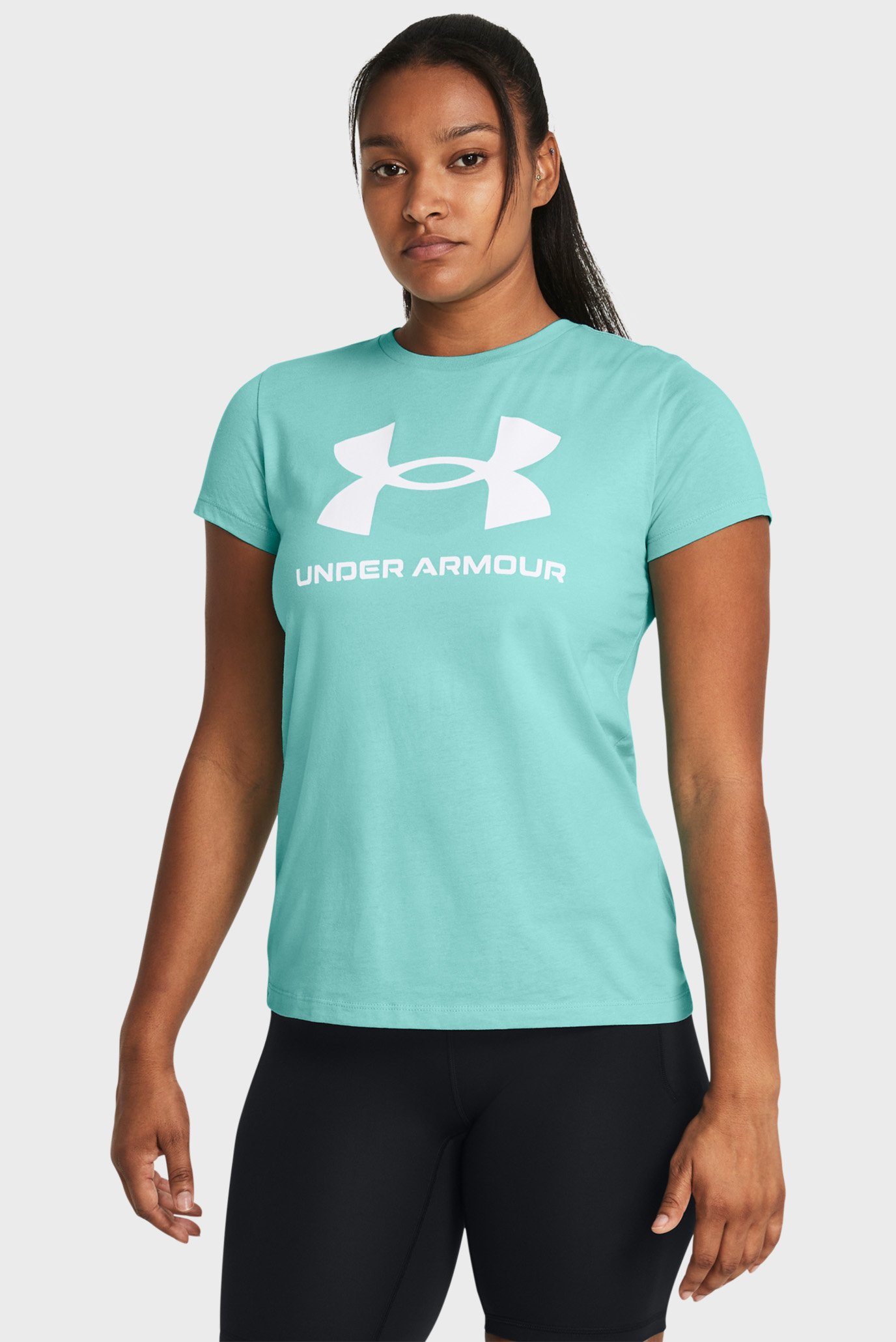 Женская бирюзовая футболка UA W SPORTSTYLE LOGO SS 1