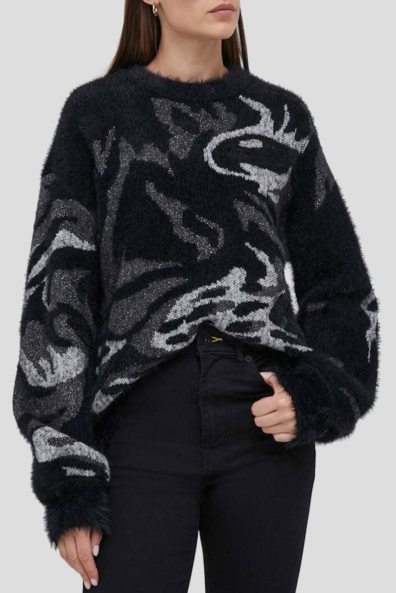 Женский черный свитер с узором Черный L DKNY P3MSB00Z Женский черный свитер с узором Черный L DKNY P3MSB00Z