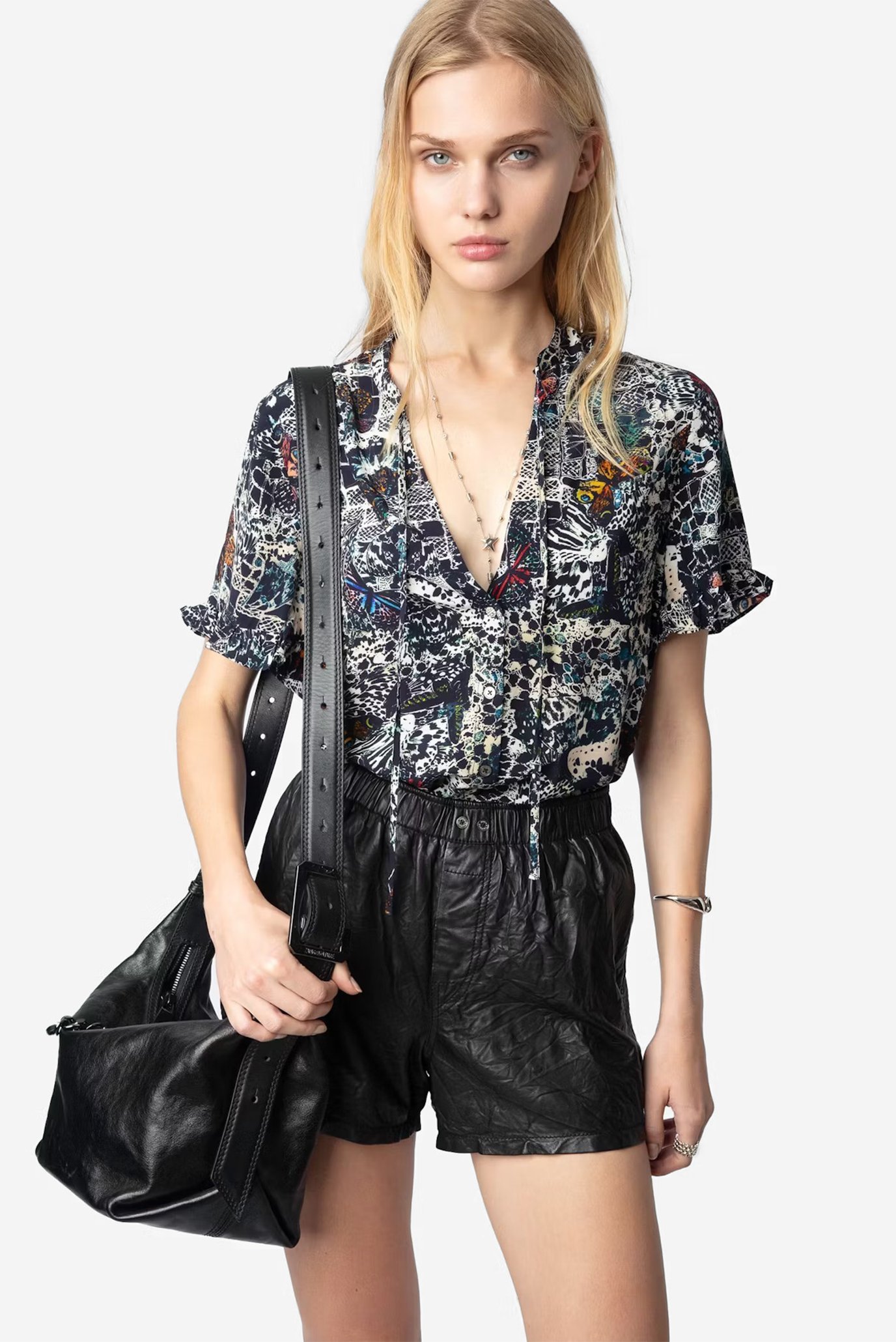 Женская темно-синяя блуза с узором Tafiz Синий XS ZADIG&VOLTAIRE WWTO01984_ENCRE Женская темно-синяя блуза с узором Tafiz Синий XS ZADIG&VOLTAIRE WWTO01984_ENCRE