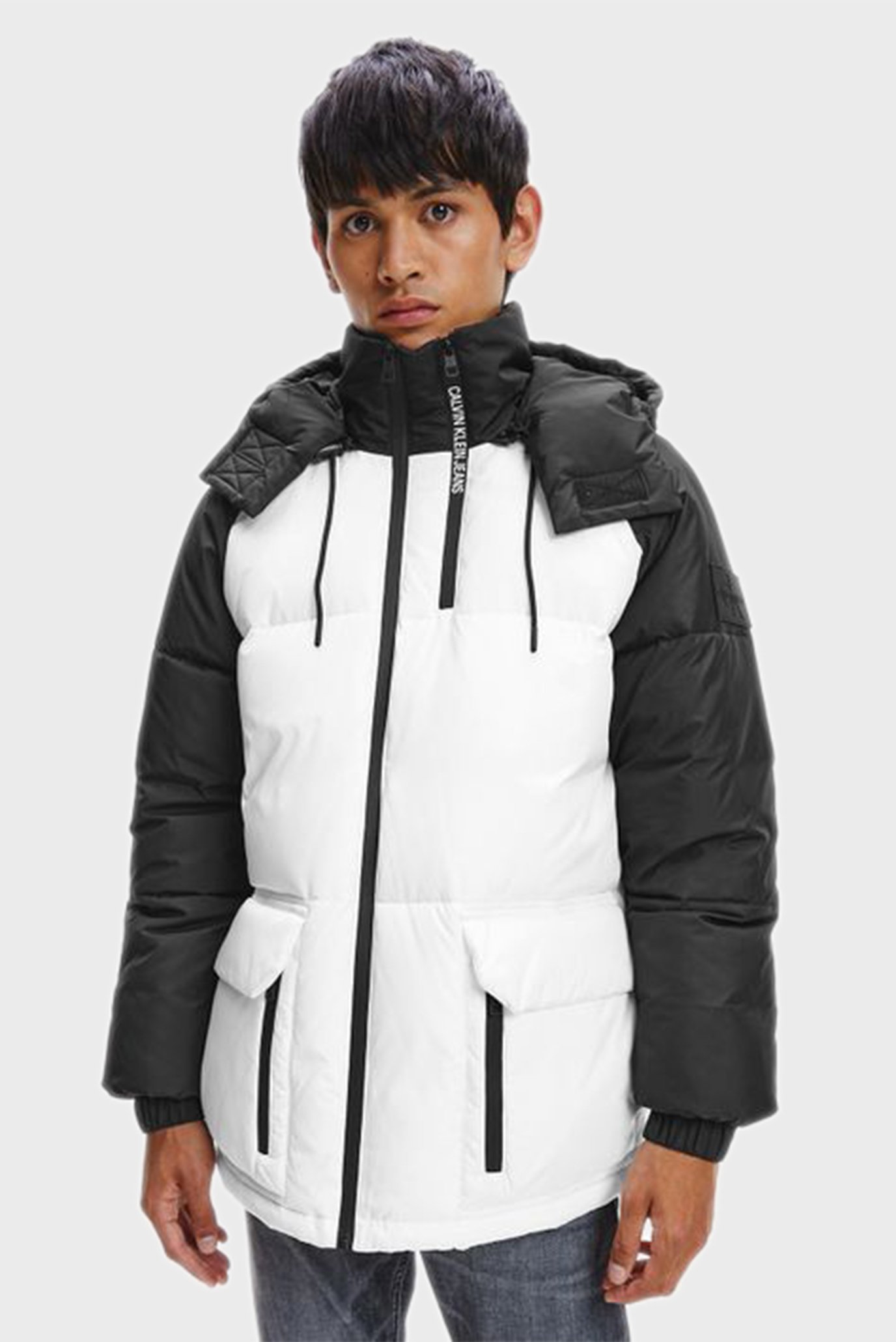 Чоловіча біла куртка BLOCKING HOODED SHORT PUFFER 1