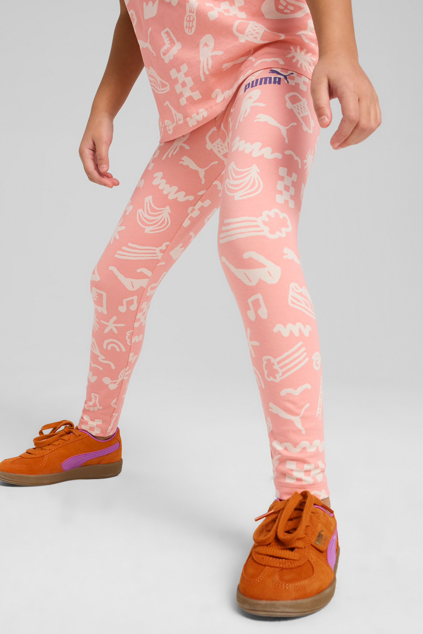 Детские розовые тайтсы с узором Sandy Adventures Leggings Kids 1