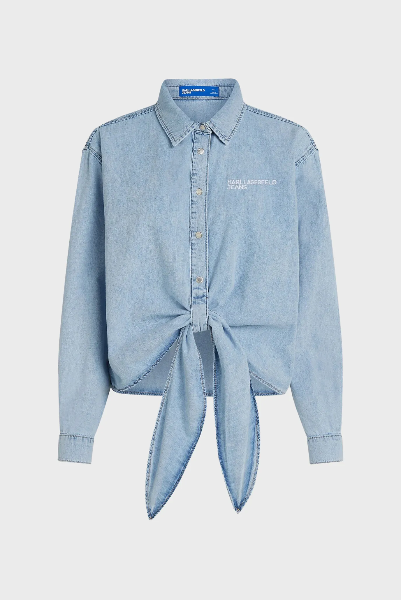 Женская голубая джинсова рубашка klj denim wrap shirt 5