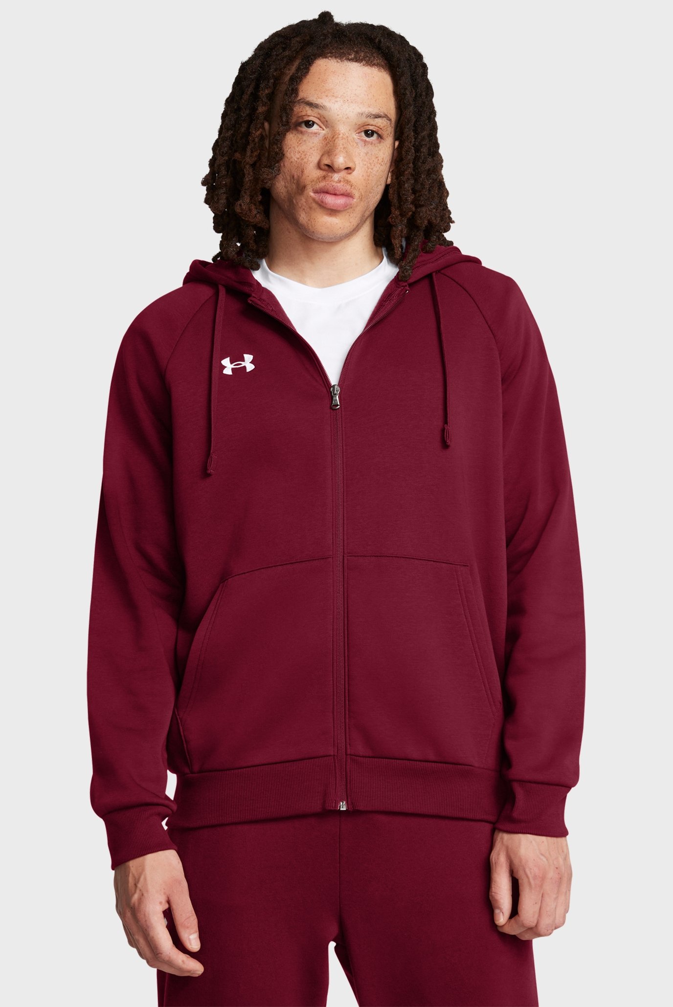 Мужское бордовое худи UA Rival Fleece FZ Hoodie 1