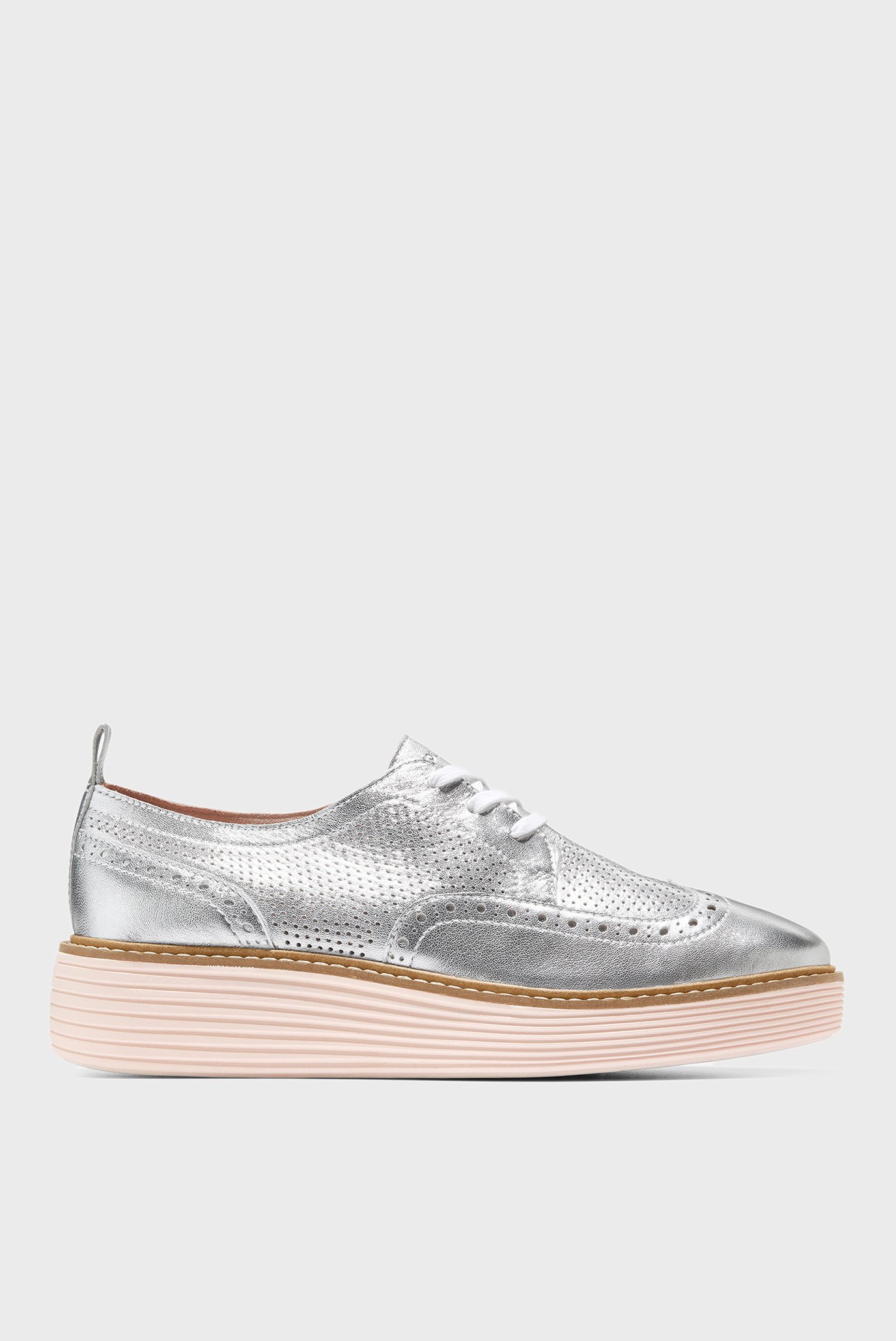 Женские серебристые кожаные дерби ØriginalGrand Platform Wingtip Oxford 1