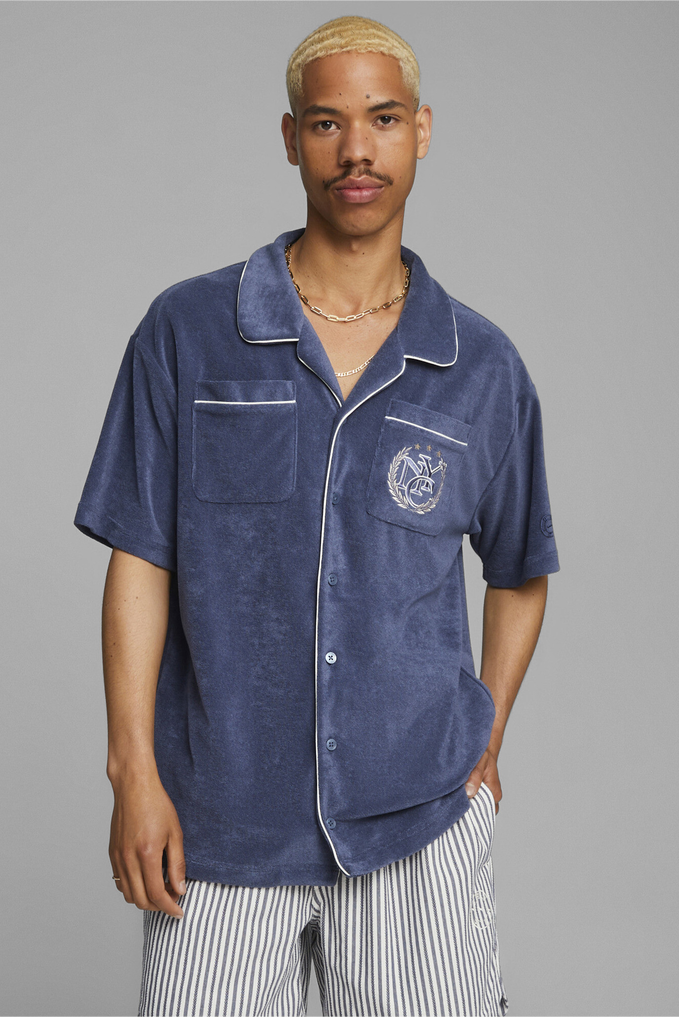 Мужская синяя  рубашка PUMA x RHUIGI Men’s Shirt 1