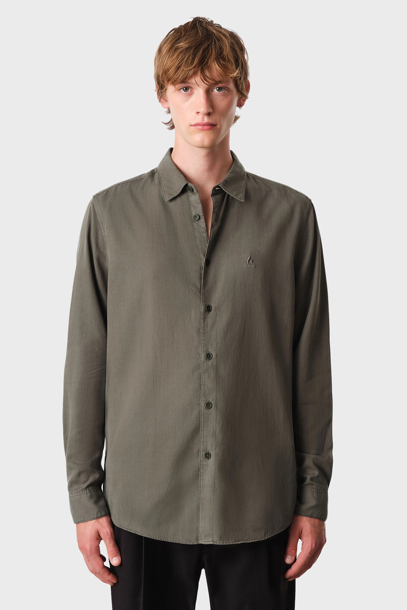 Мужская оливковая рубашка 1