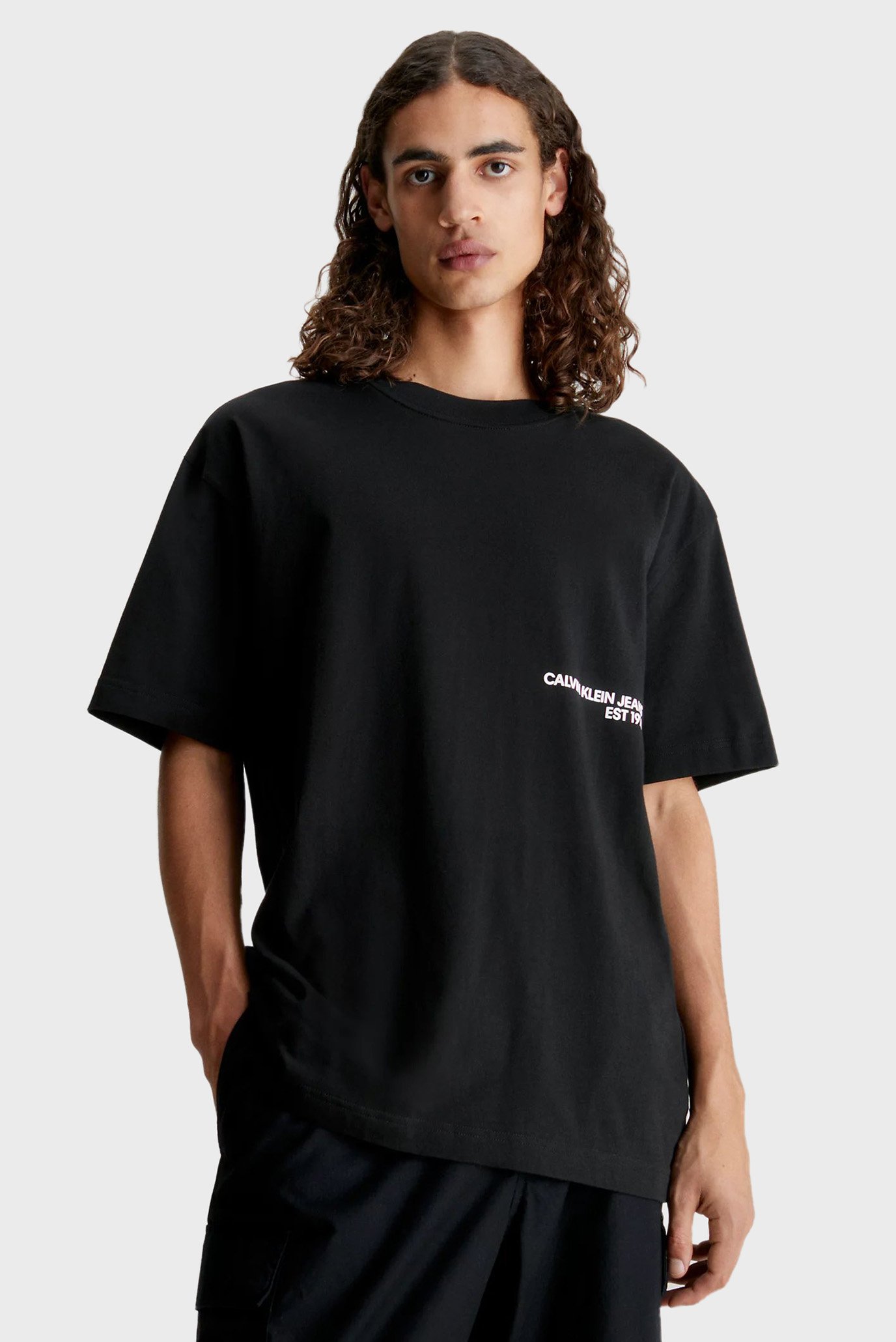 Мужская черная футболка CK SPRAY TEE 1